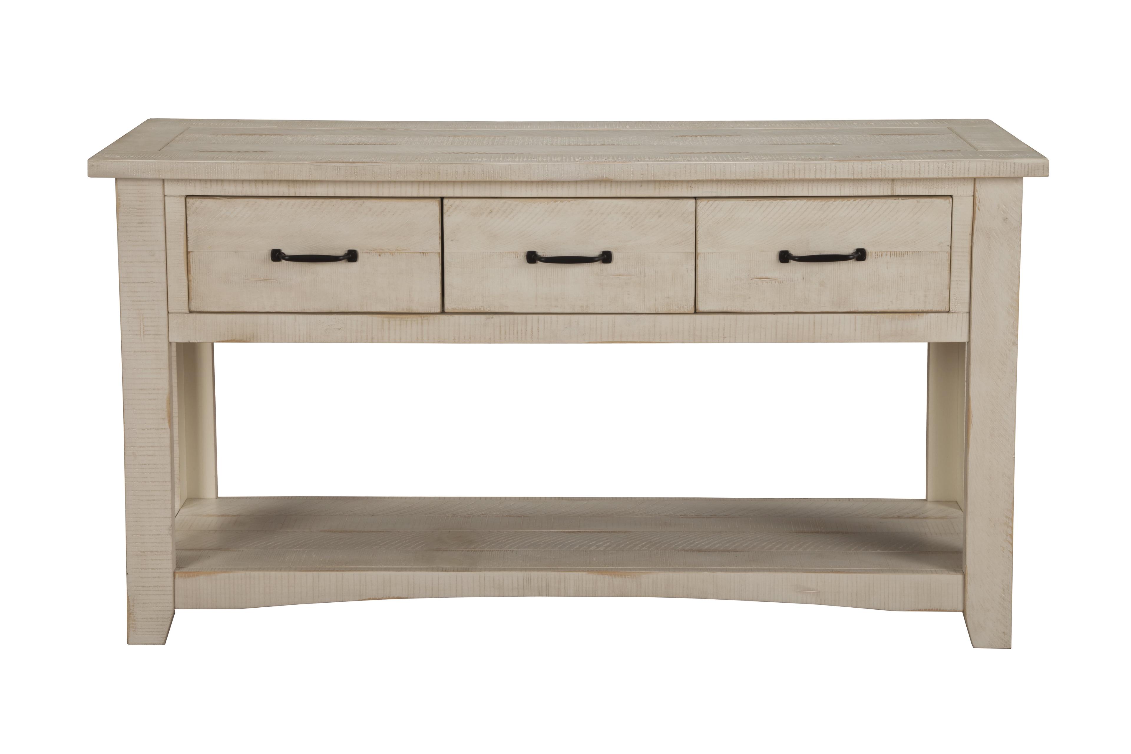 Aspen Antique White Pine Console Table with Storage