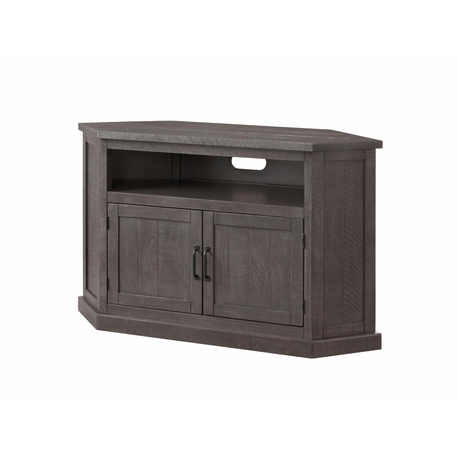 Gray 50" Solid Wood Corner TV Stand with Cabinet