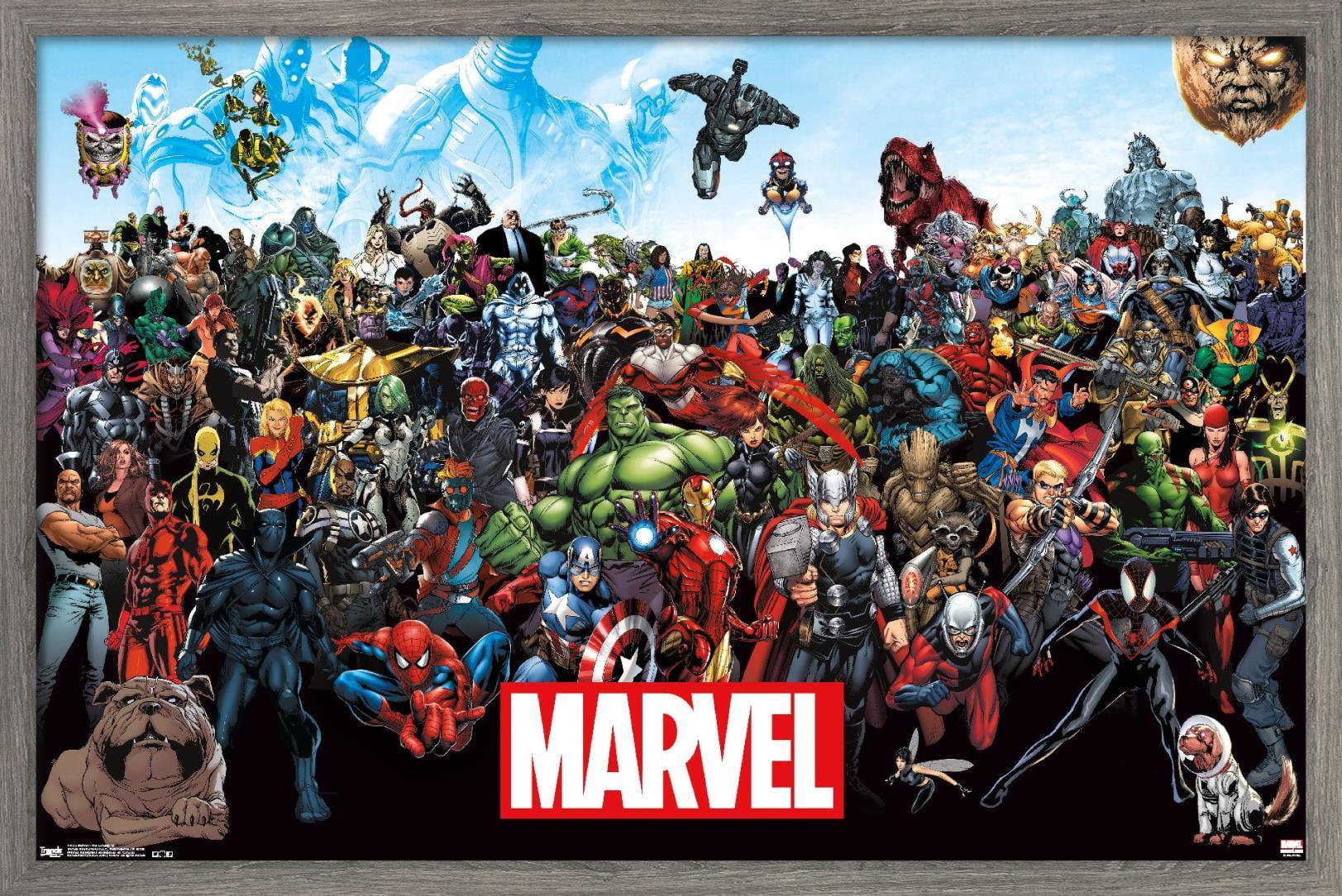 Marvel Comics - The Marvel Lineup Wall Poster, 22.375" x 34", Framed