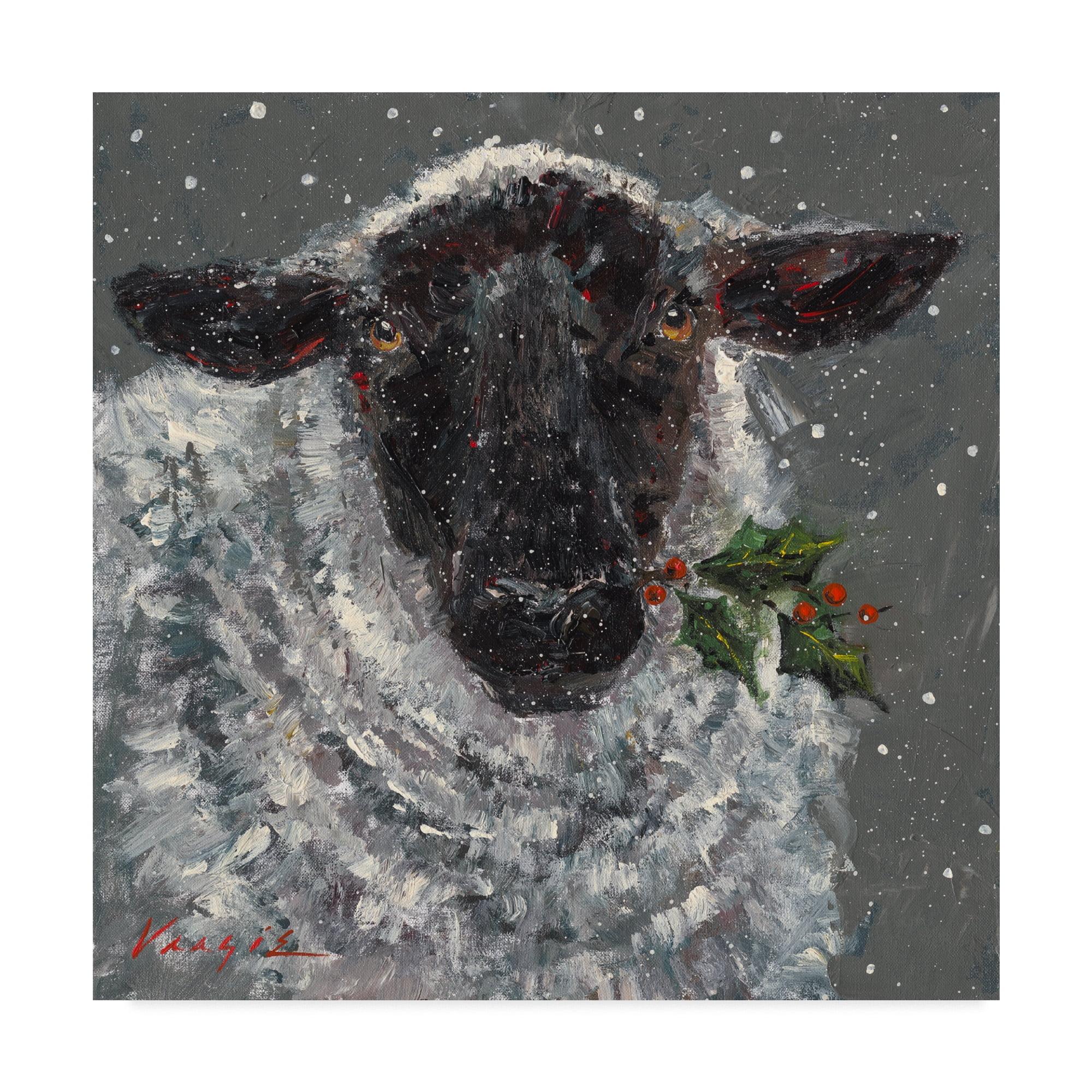 Trademark Fine Art -Mary Miller Veazie 'Wren The Christmas Sheep' Canvas Art