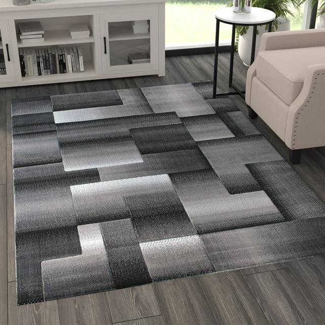 Masada Rugs Trendz Collection 5'x7' Modern Contemporary Area Rug in Black, White and Gray-Design Trz861