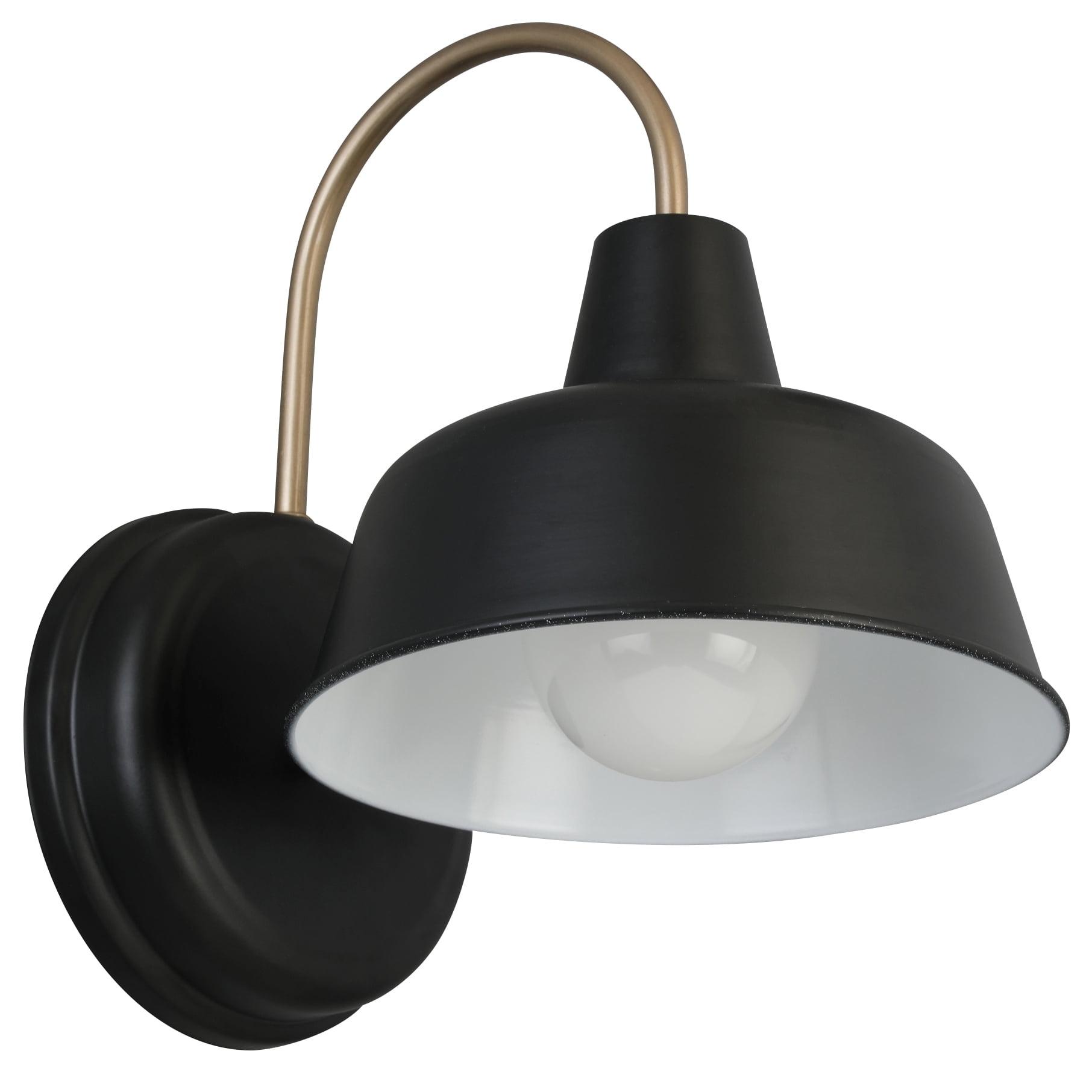 Matte Black and Gold 11" Industrial Wall Light