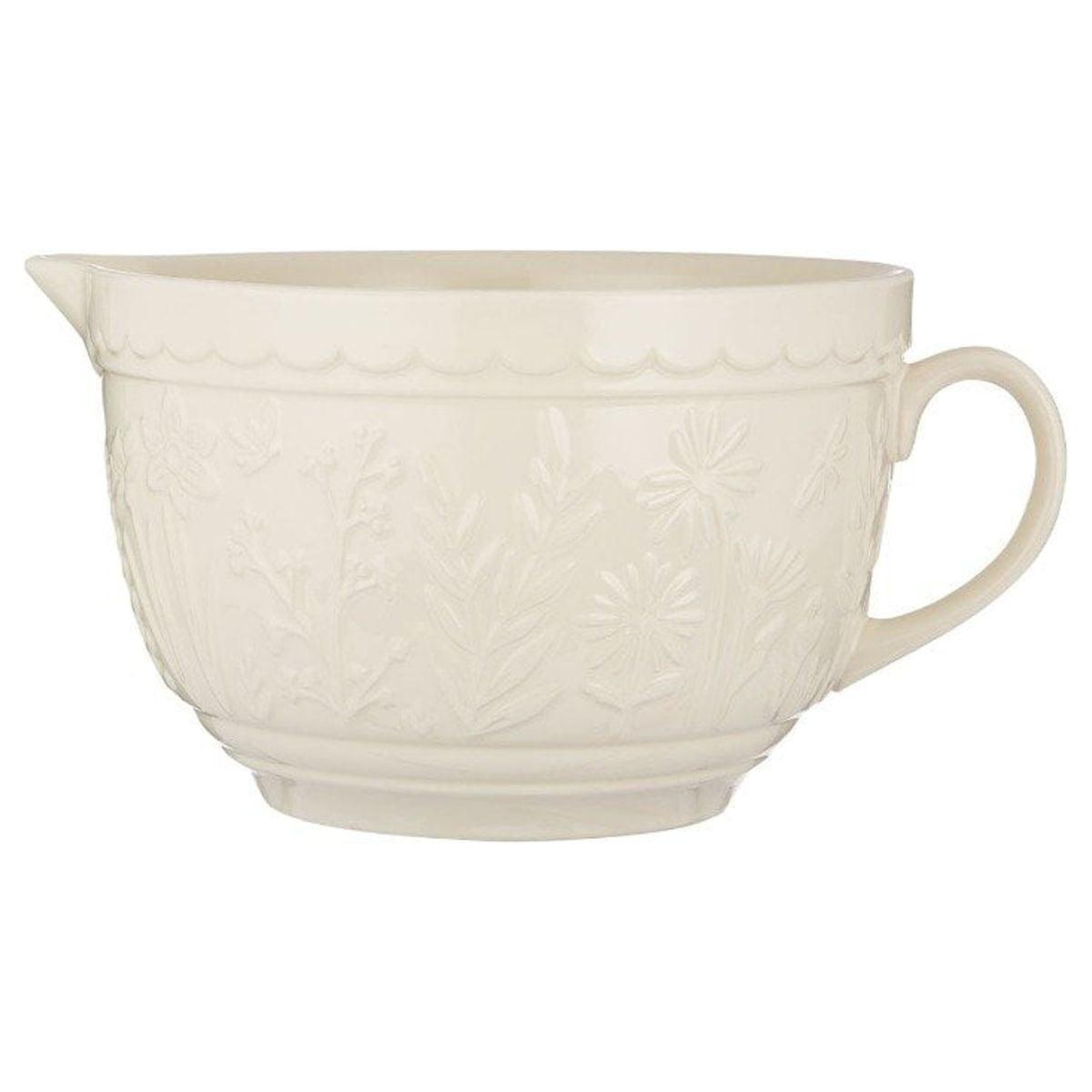 Cream Ceramic 1.9L Batter Bowl with Handle