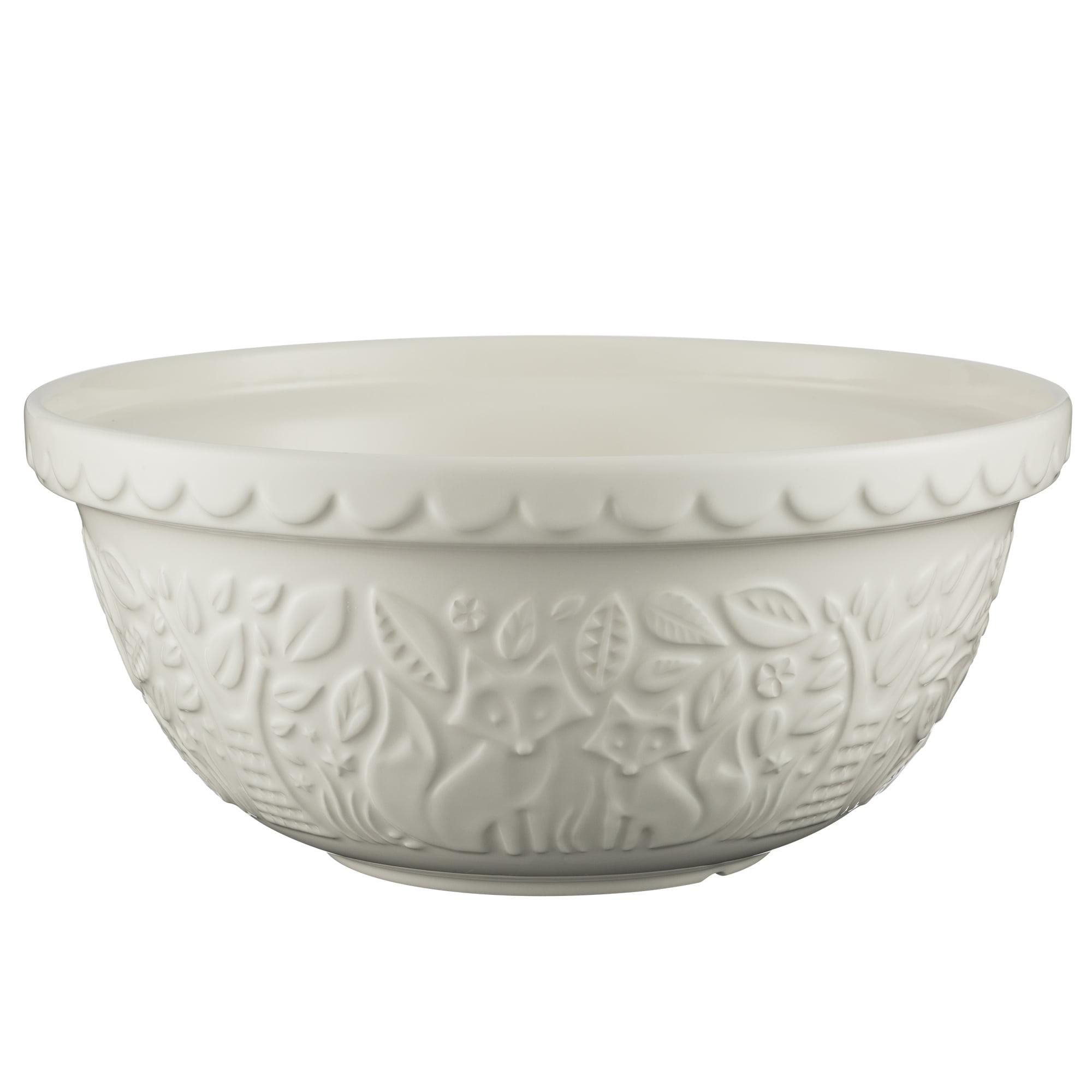 Cream Ceramic Fox Embossed Mixing Bowl Set