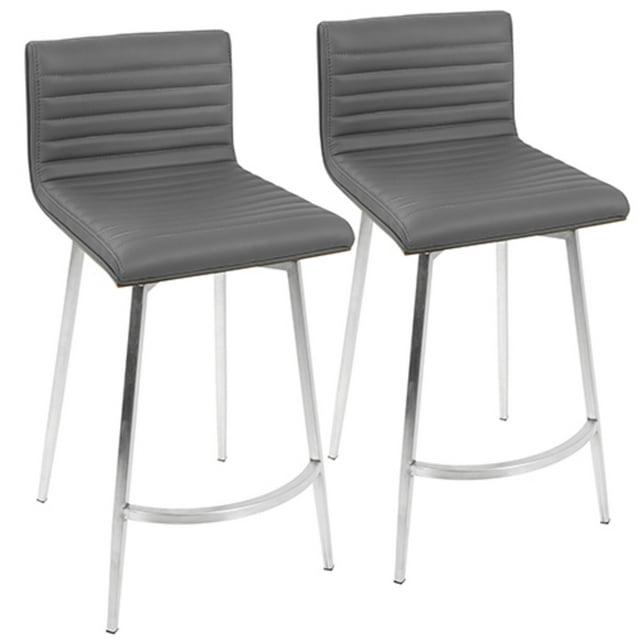 Set of 2 Mason Contemporary Swivel Counter Height Barstools Gray - LumiSource: Upholstered, Steel Legs, 250lb Capacity