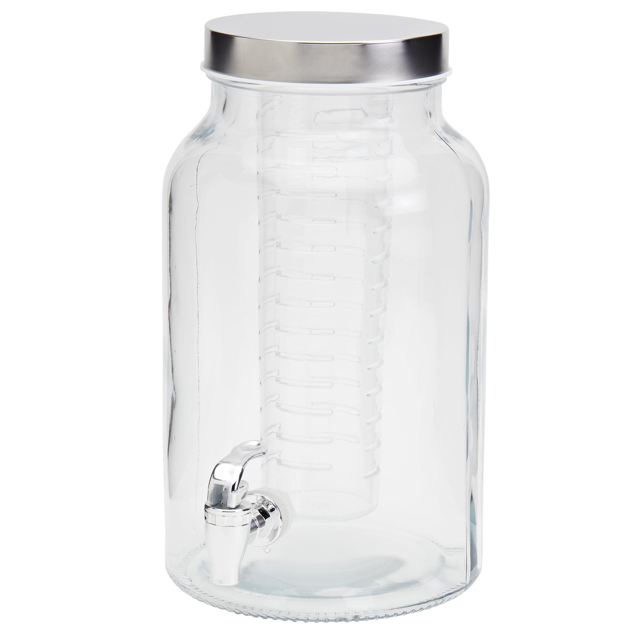 Mason Craft & More 1.5 Gallon Glass Drink Dispenser with Infuser and Stainless Steel Lid for Lemonade Water BPA Free