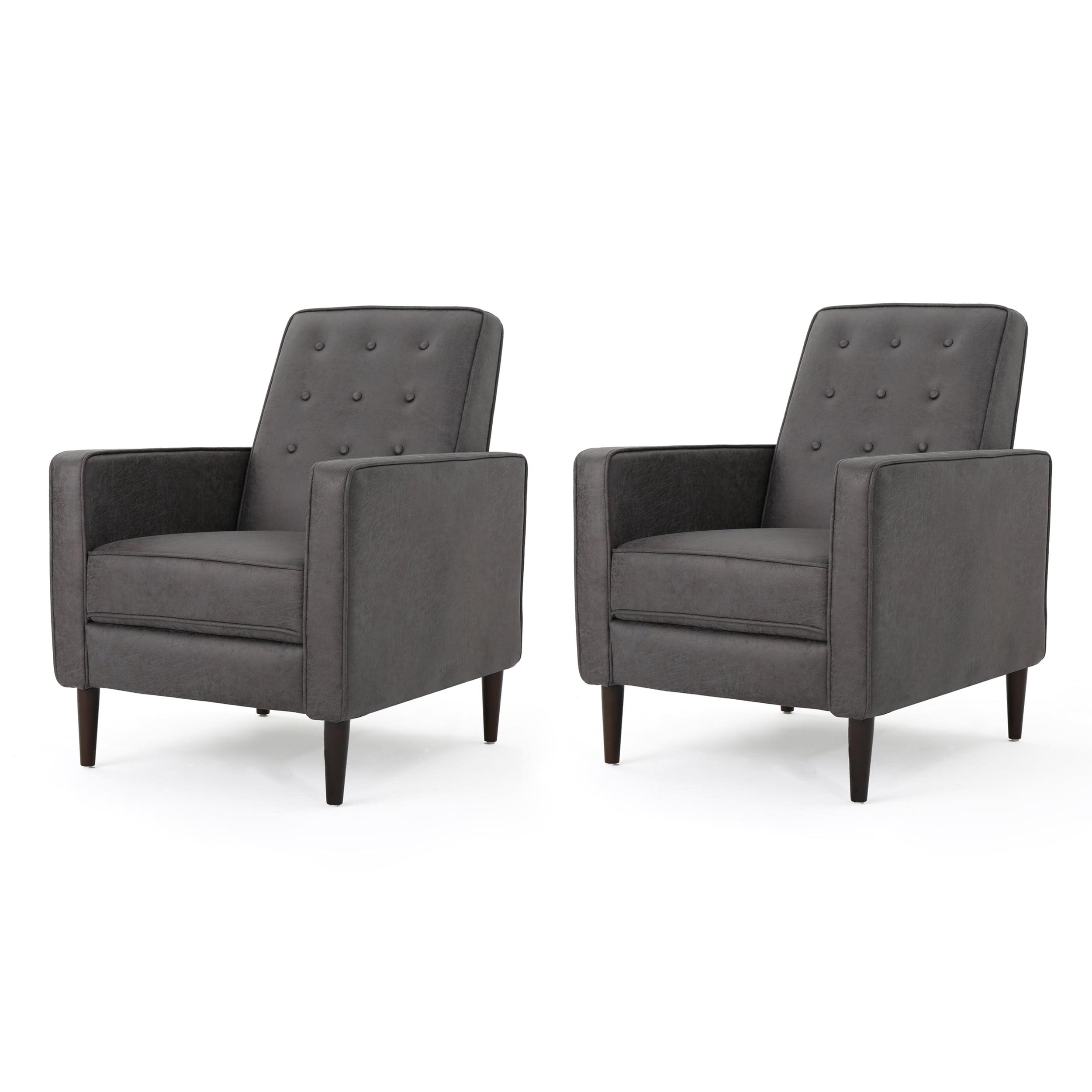 GDFStudio Mason Mid Century Modern Tufted Pushback Recliners (Set of 2), Slate/Microfiber
