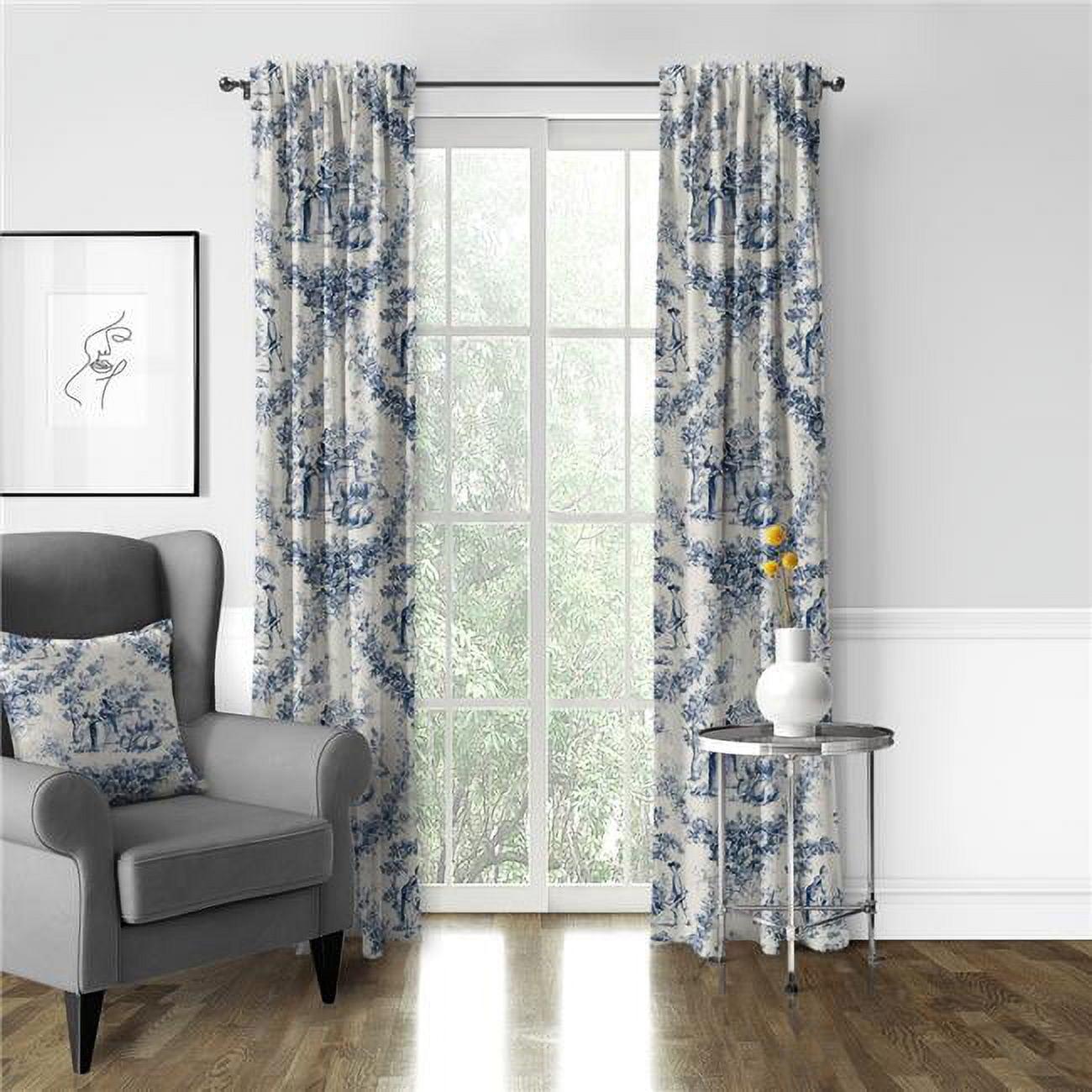 Maison Toile Blue Cotton Pole Top Drapery Panels, 50 x 96 in.