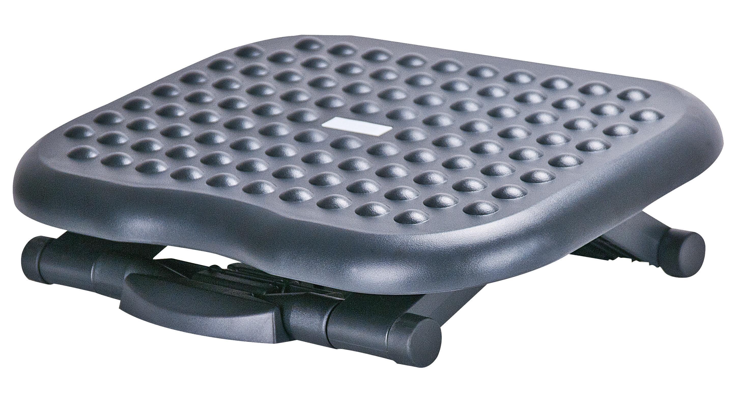 Adjustable Black Plastic Massaging Footrest with Acupressure Bumps