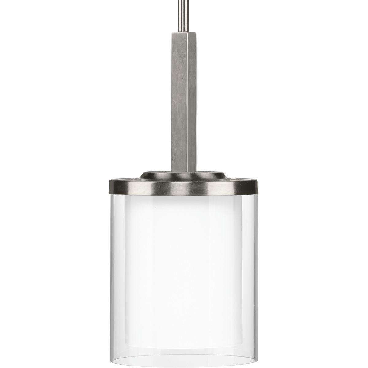 Coastal Elegance Brushed Nickel Mini-Pendant with Clear Glass Shade