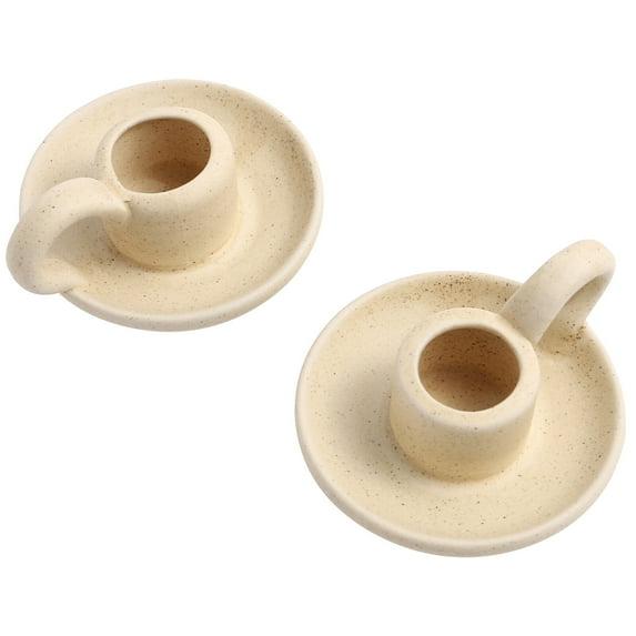 2Pcs Ceramic Candlestick Nordic Style Candleholder Desktop Candle Stand