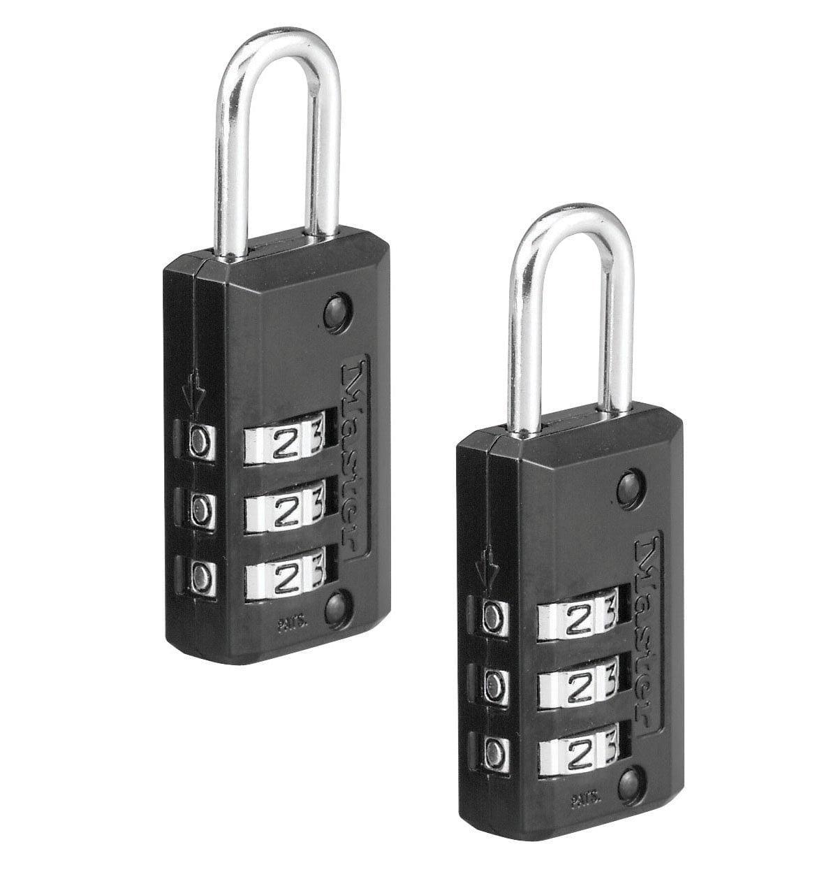 Black Steel 3-Dial Combination Luggage Lock Set