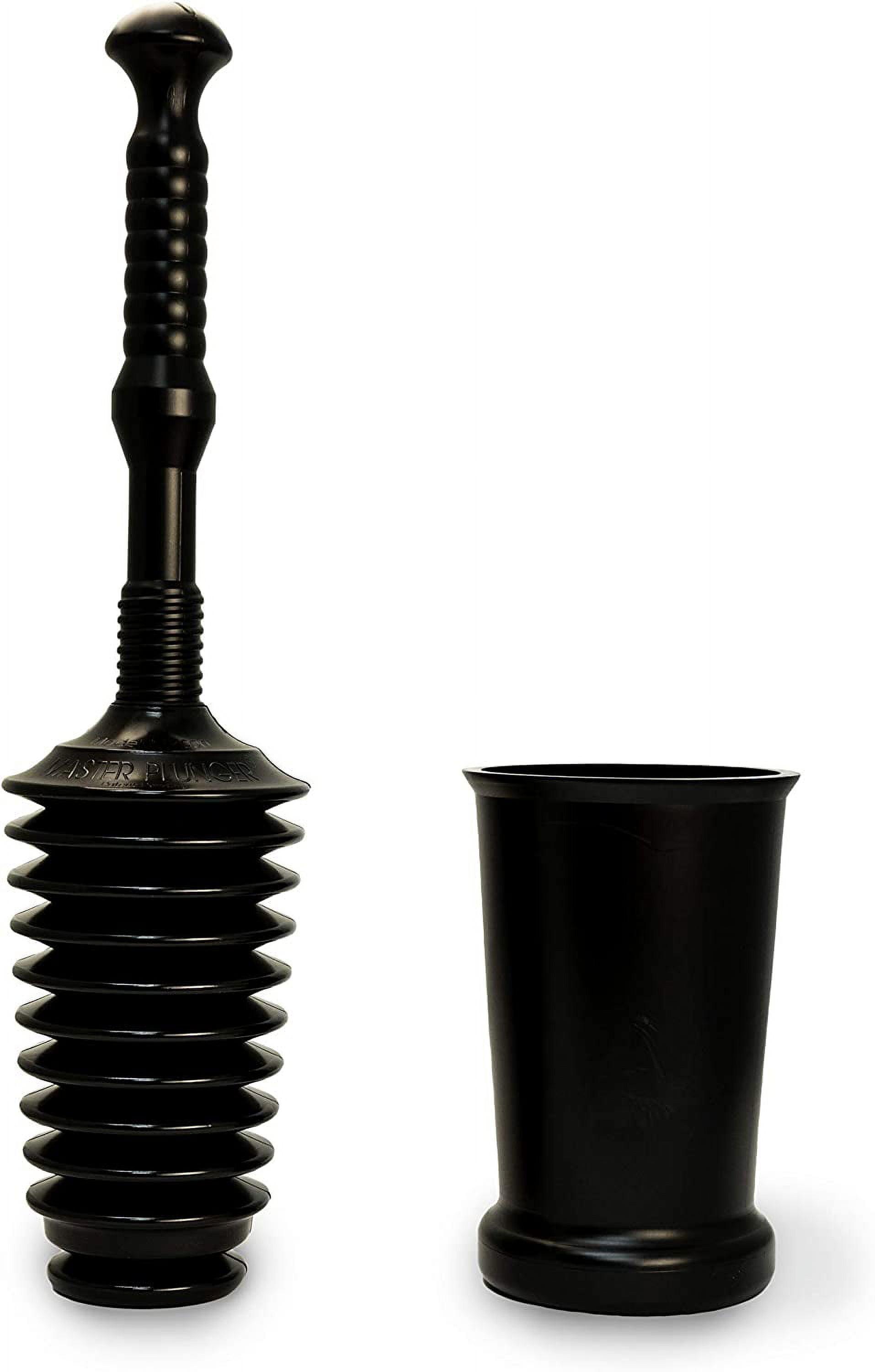 Heavy Duty Black Toilet Plunger Kit with Tall Bucket