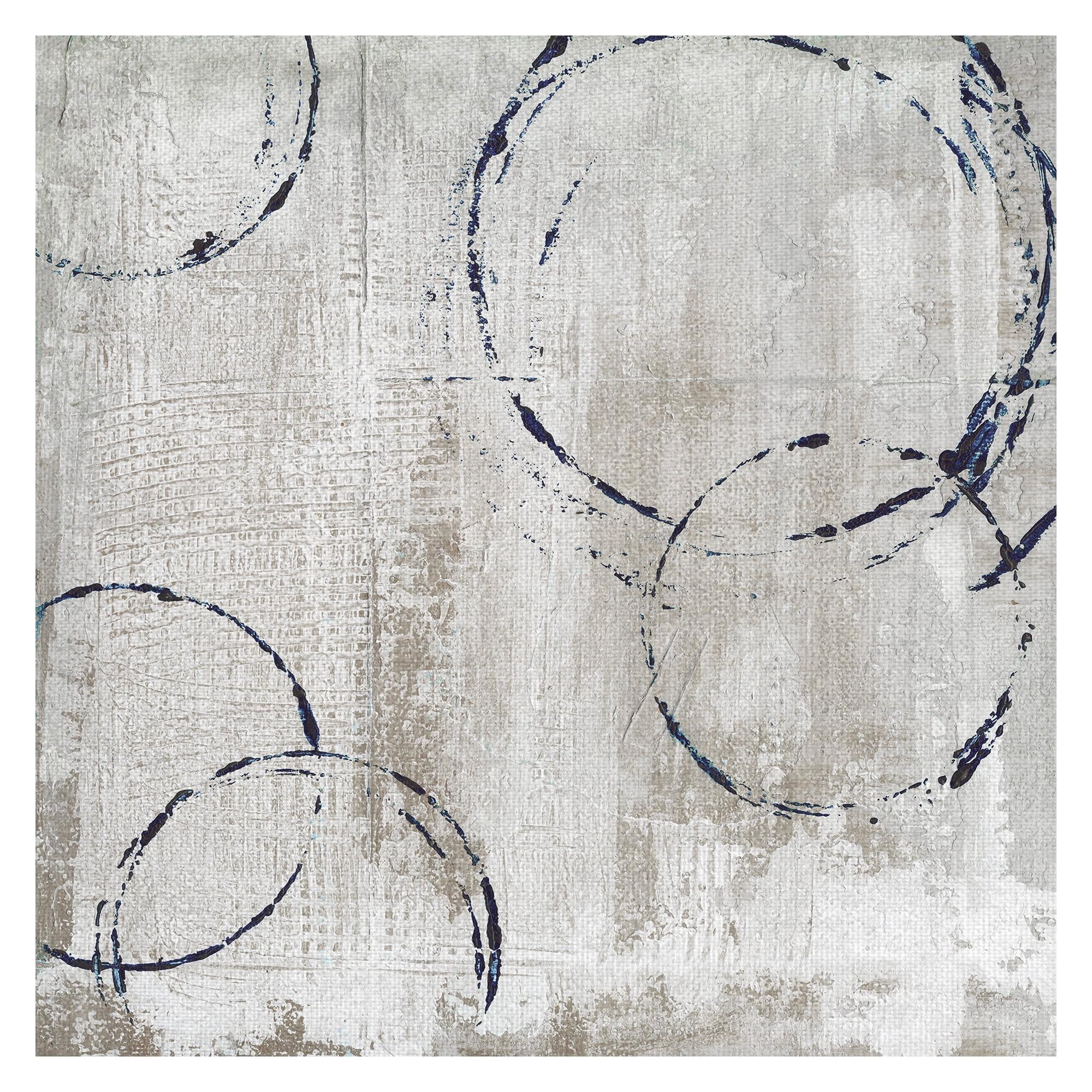 Blue and Beige Abstract Circular Canvas Art 31" x 31"