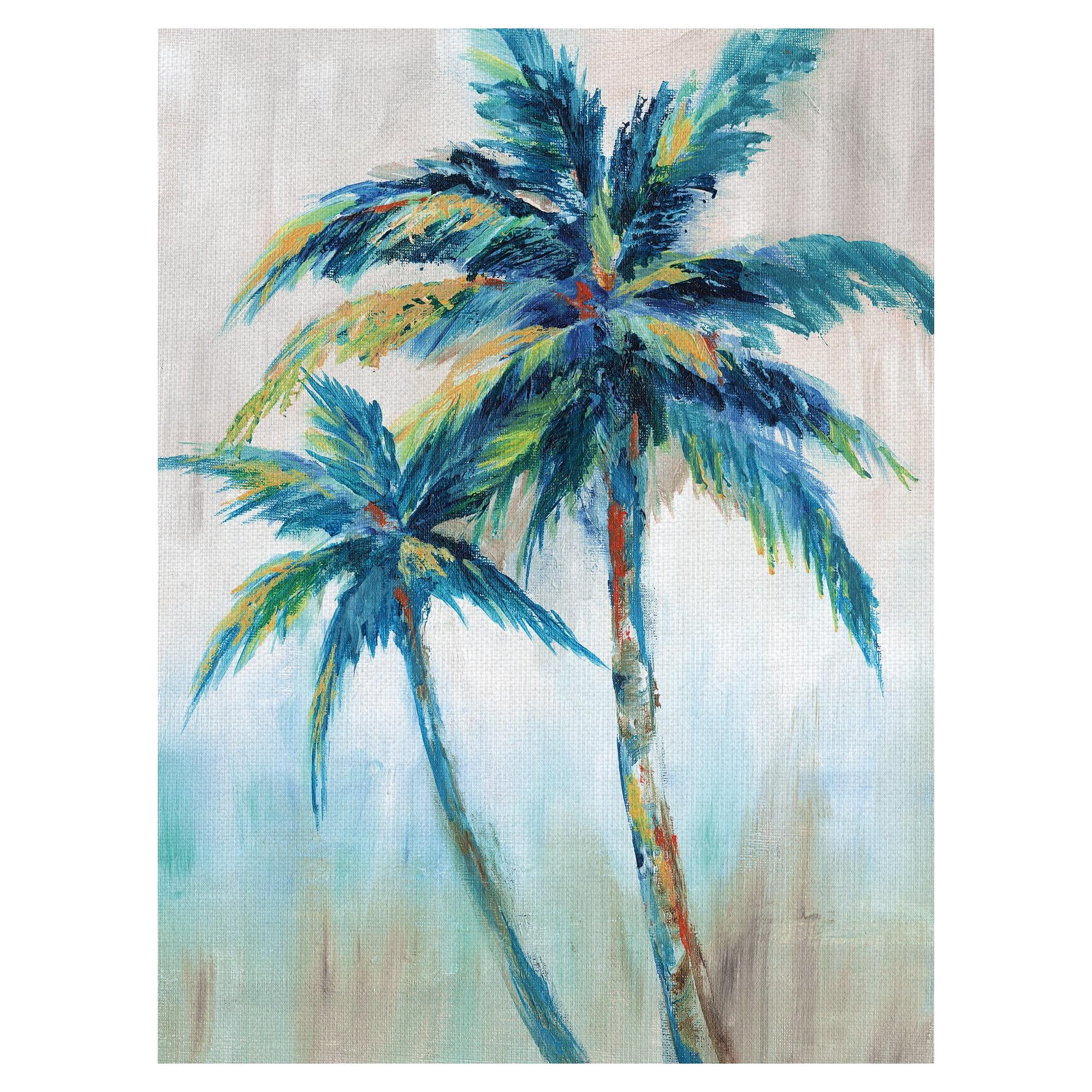 Vibrant Tropical Palm Tree Canvas Art for Kids 30" x 40"