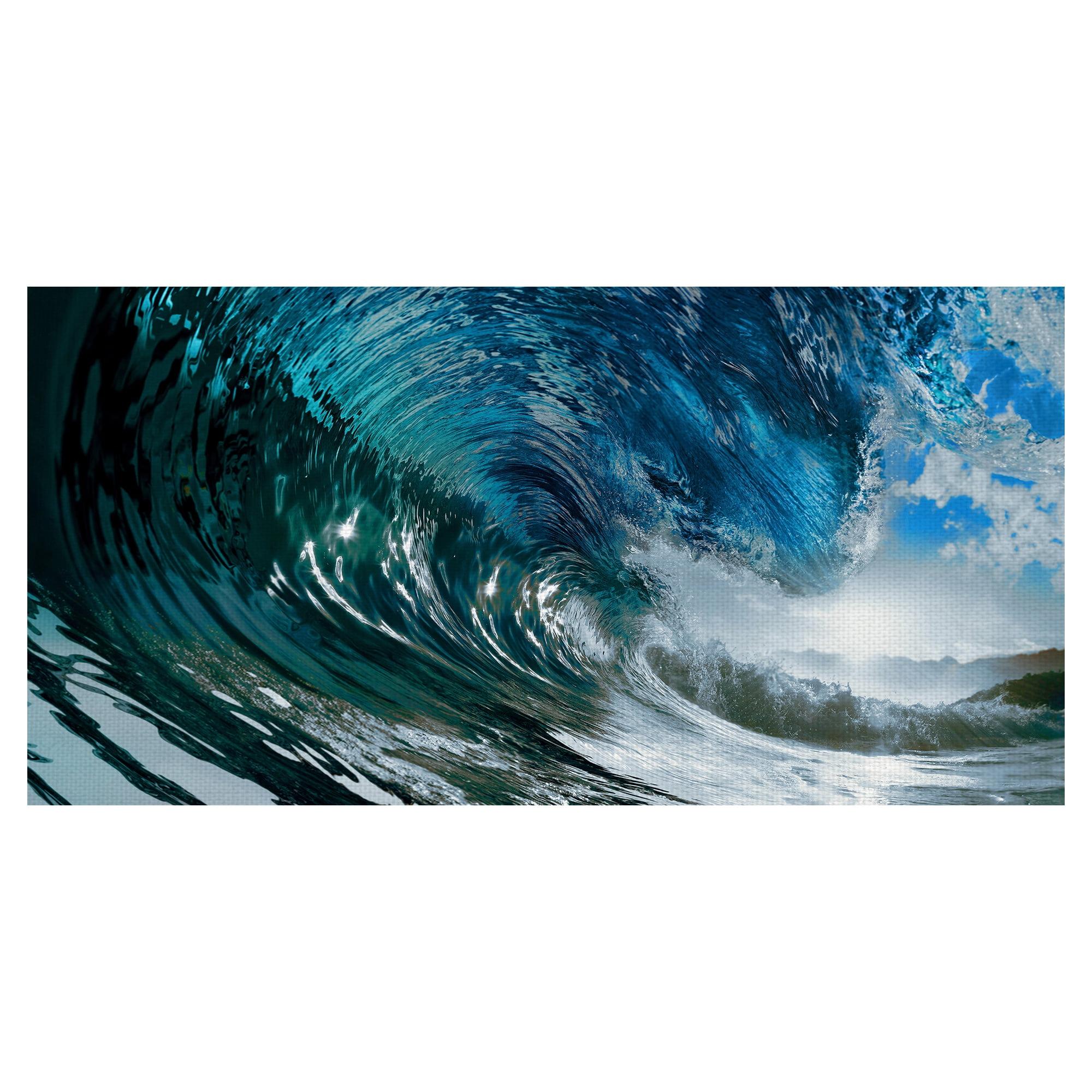 Vibrant Ocean Wave Canvas Art Print for Kids Room 24" x 48"