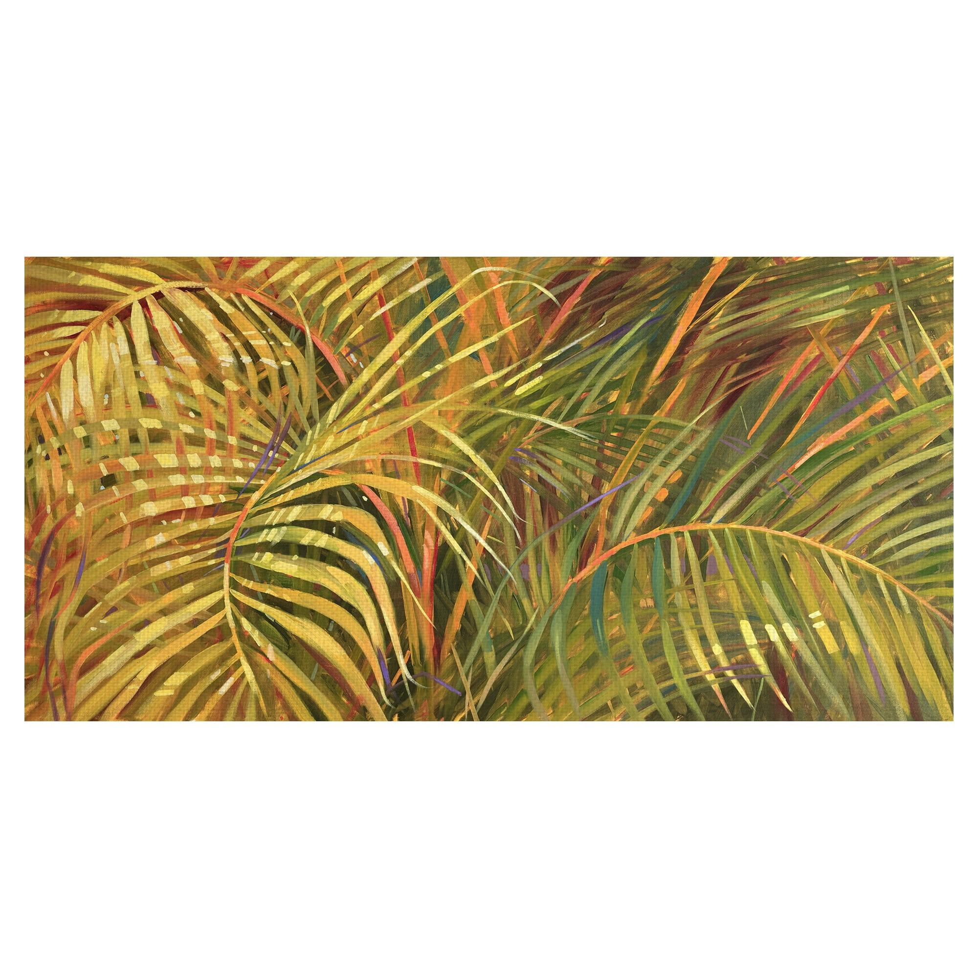 Tropical Leaves Light Yellow and Orange Canvas Art Print for Kids