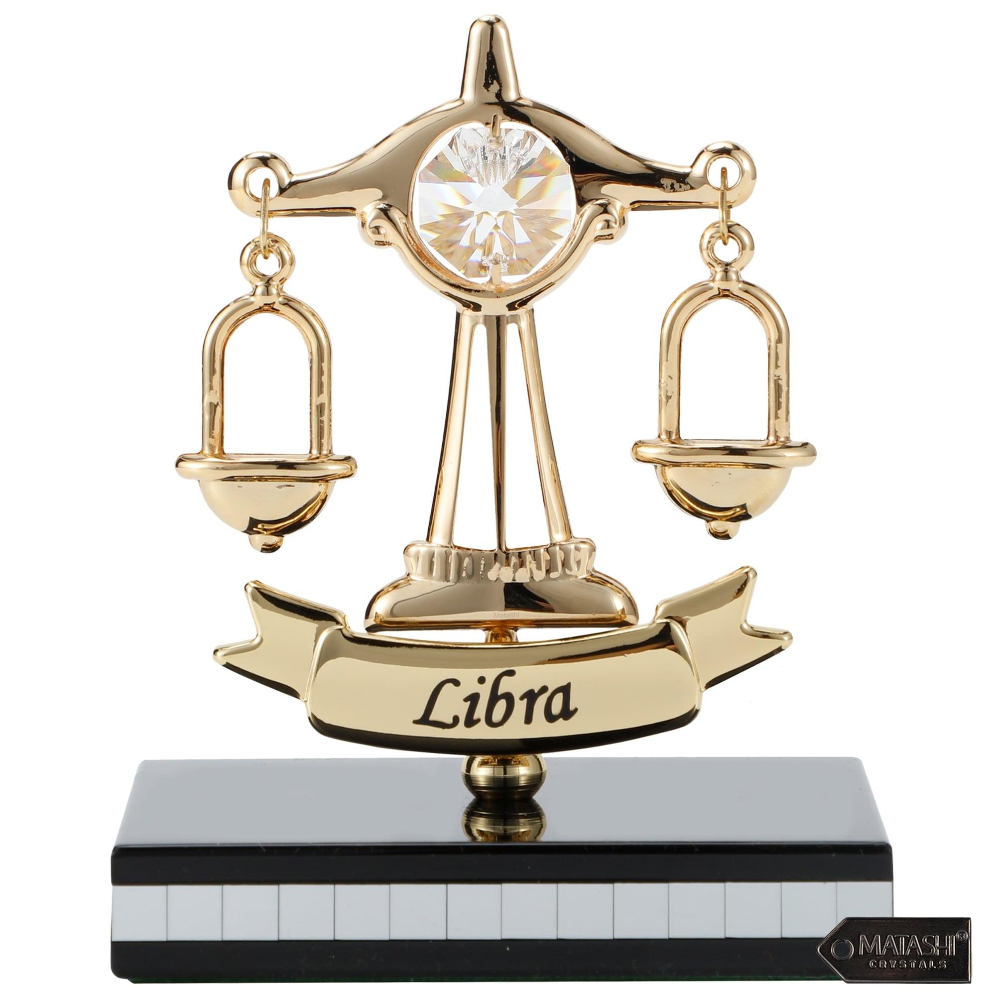 24K Gold Plated Libra Zodiac Crystal Figurine