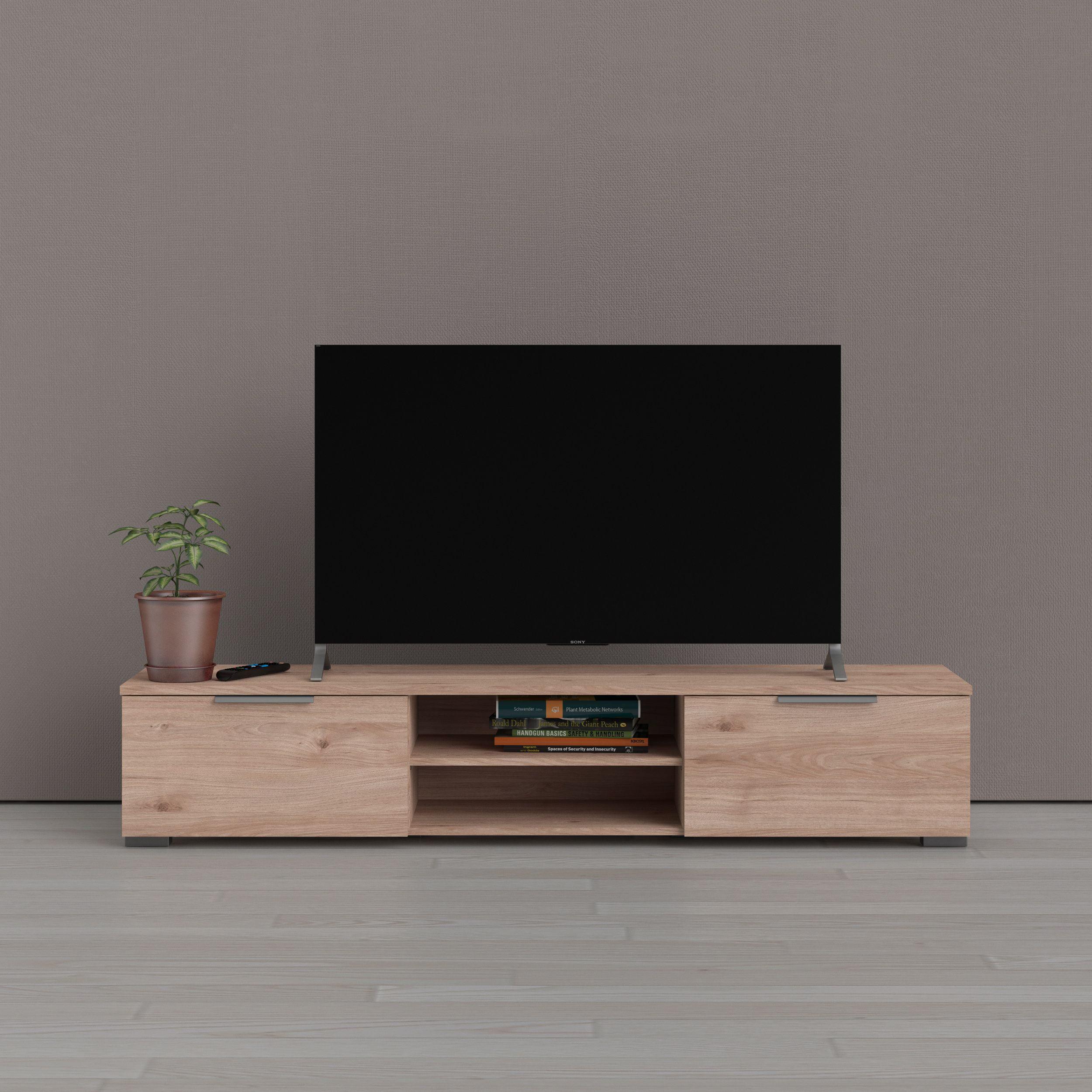 2 Drawer 2 Shelf TV Stand in Brown - Tvilum