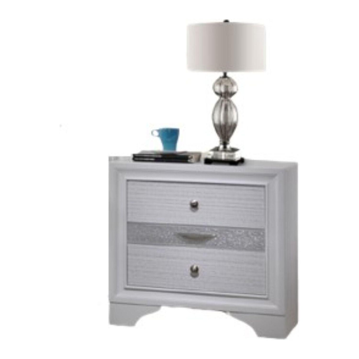 Matrix Traditional 2-Drawer White Wood Nightstand with Jewelry Tray