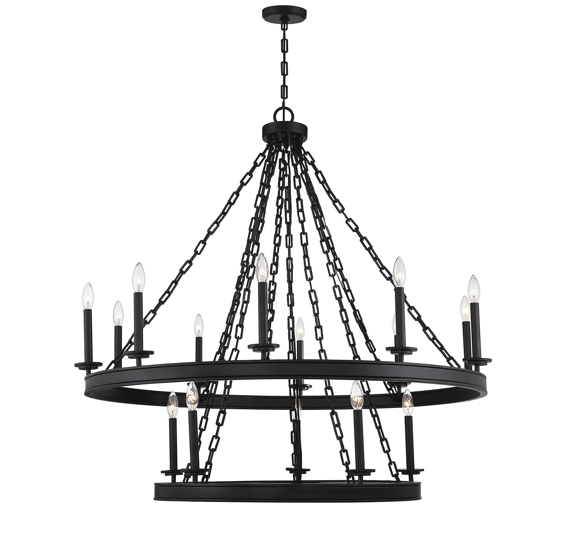 Matte Black 15 Light Chandelier from the Seville Collection