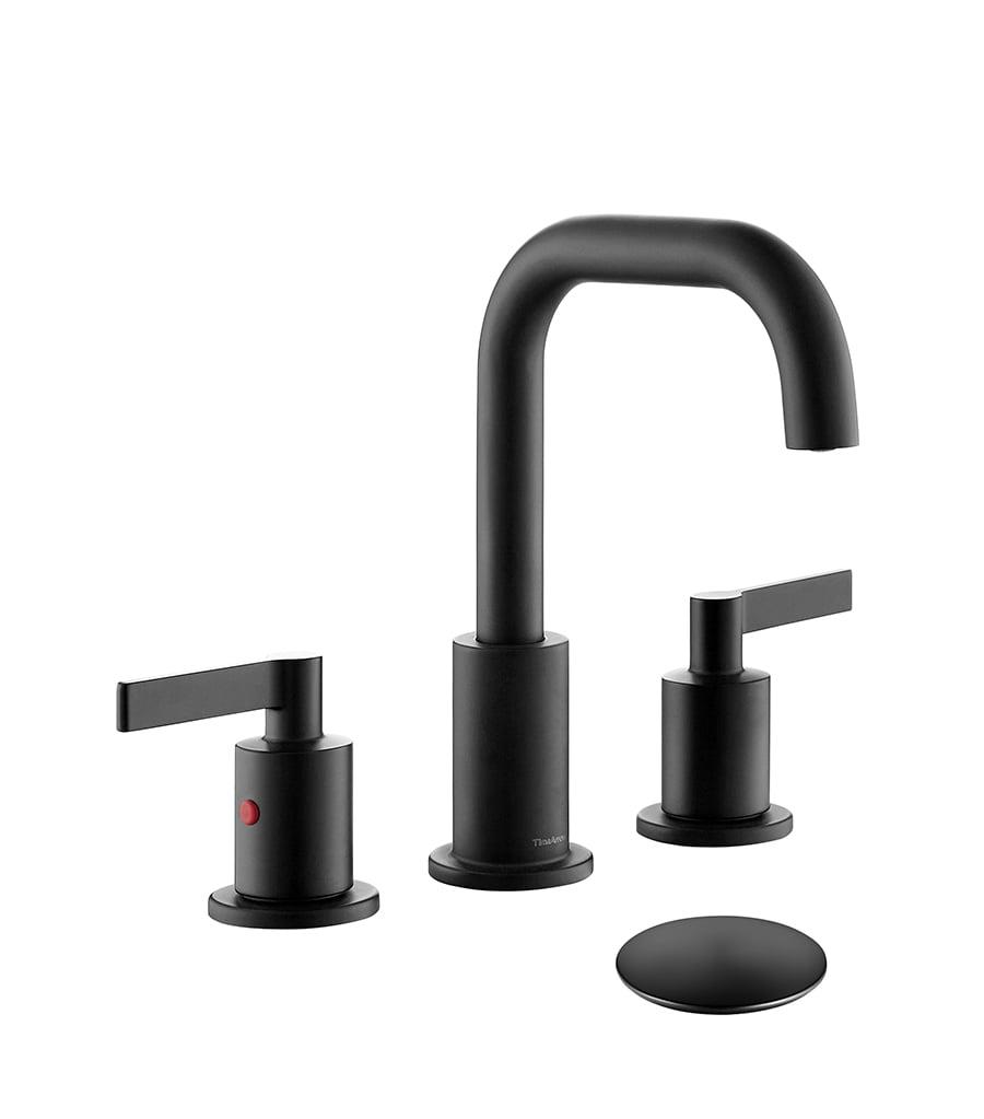 Matte Black 8-Inch Widespread Bathroom Faucet with Brass Spout