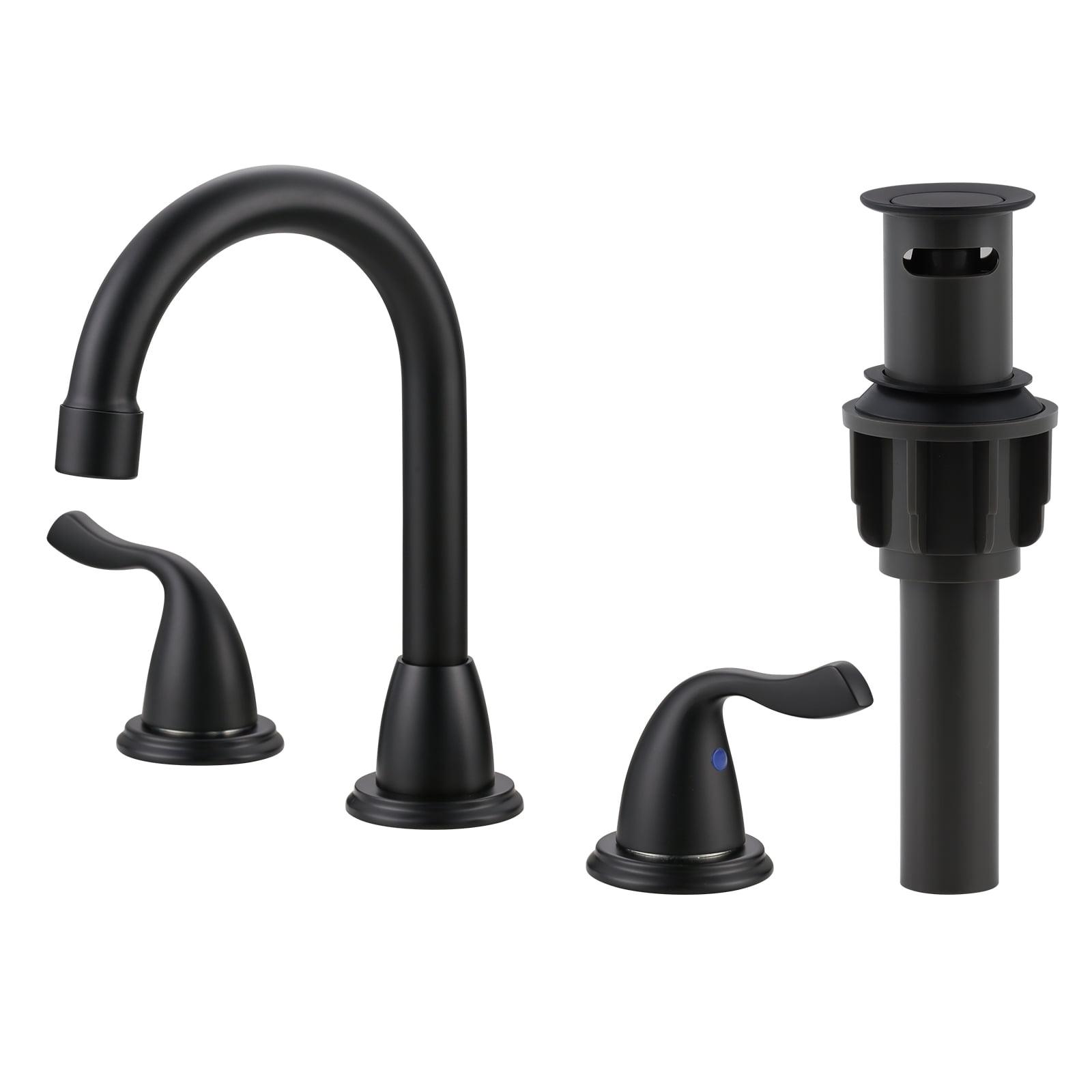 Matte Black 8-Inch Widespread Bathroom Faucet with Drain