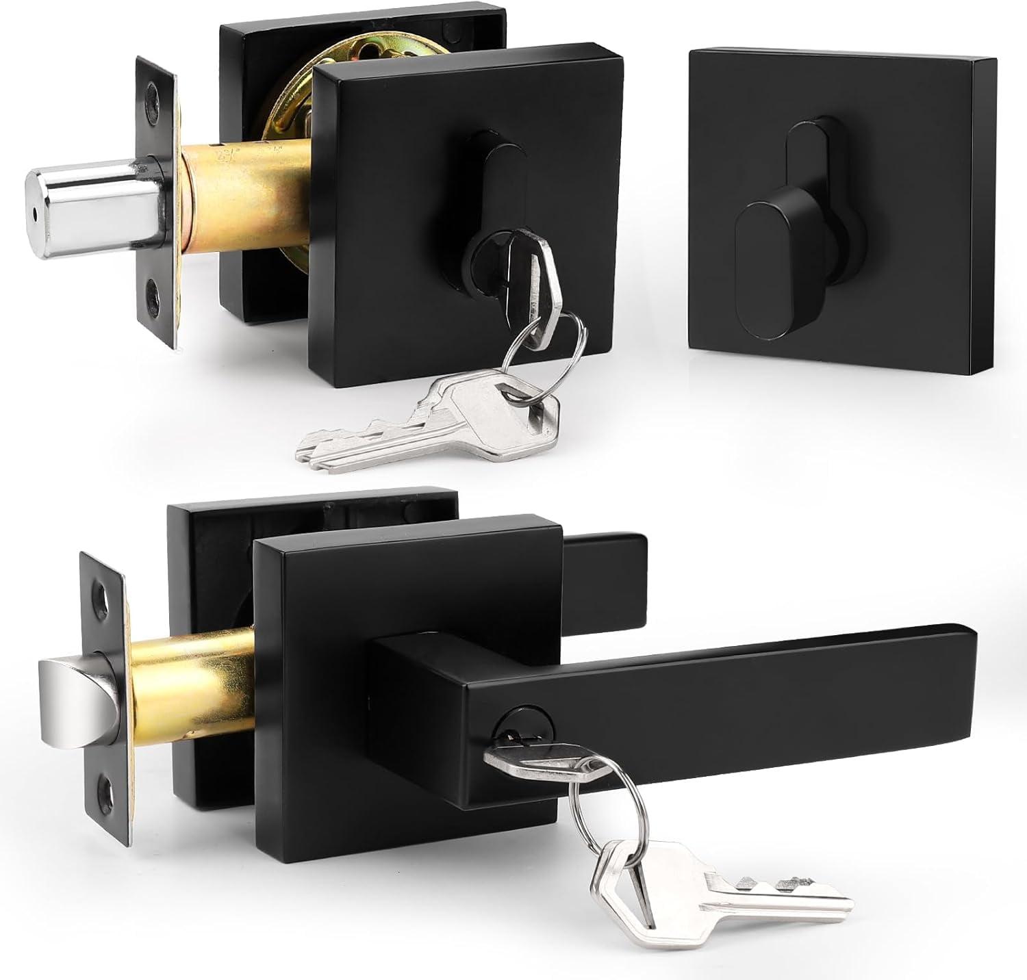 Matte Black Zinc Alloy Combination Door Lock Set