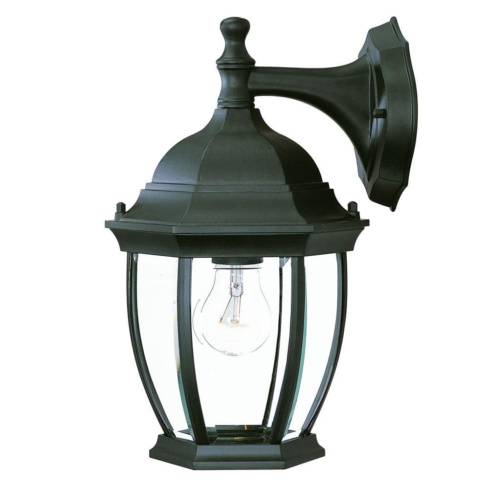 Classic Matte Black Swing Arm Lantern Wall Light with Clear Glass