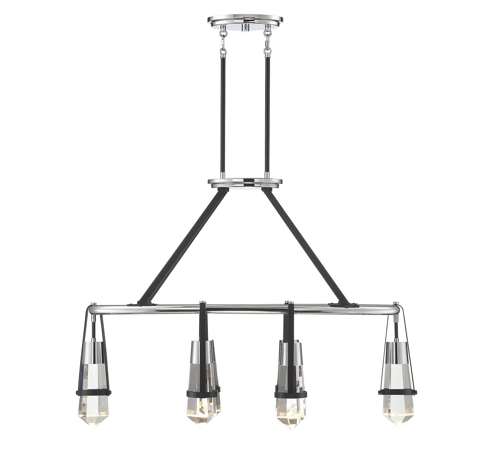 Matte Black with Polished Chrome Accents LED Linear Chandelier from the Denali Collection