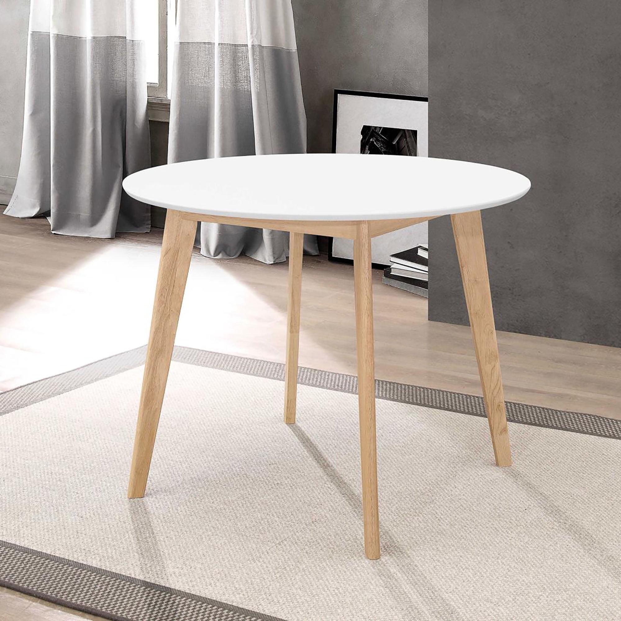 Breckenridge 40" White and Natural Wood Round Dining Table