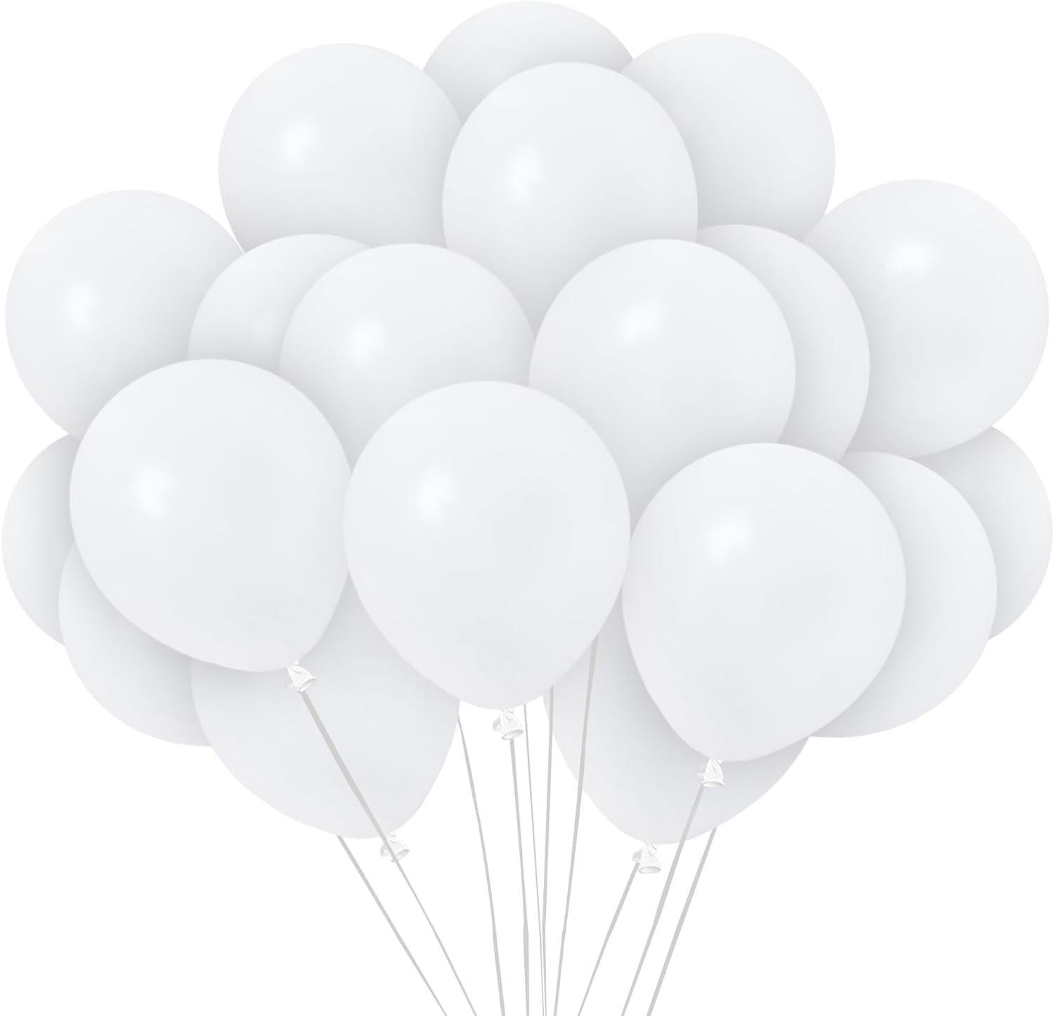 Matte White 12-Inch Latex Balloons - 100 Pack