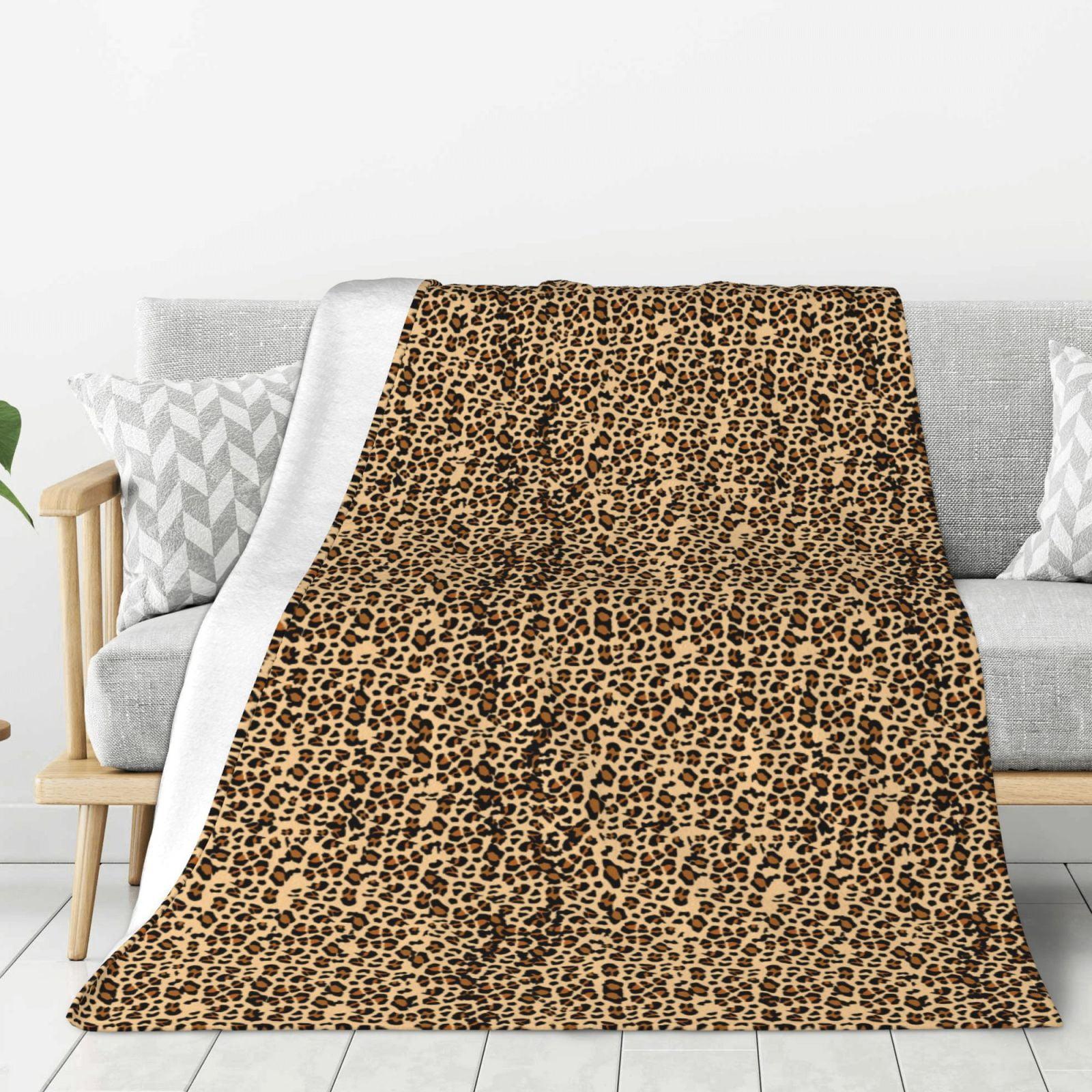 Leopard Print Brown Flannel Fleece Blanket, Ultra-Soft and Cozy, 80"x60"