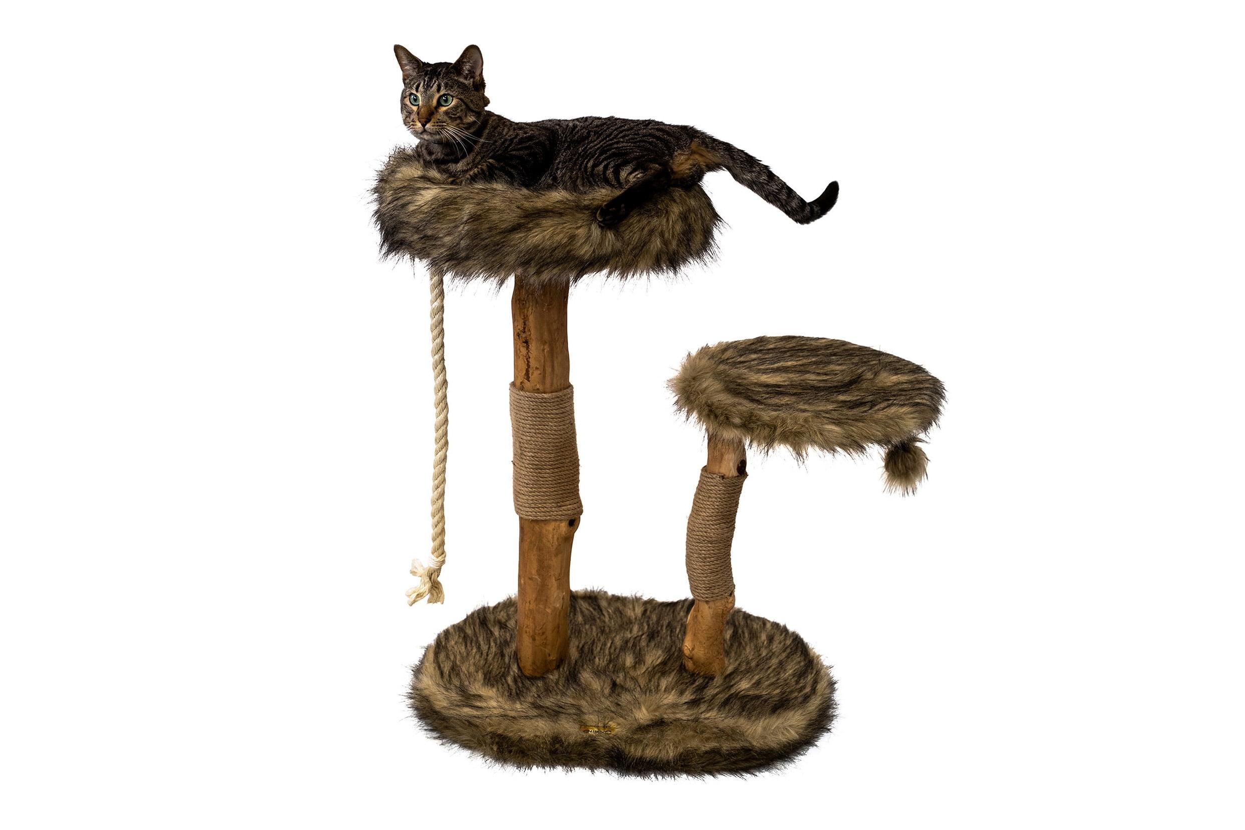 Rizzo 32" Gray Modern Wooden Cat Tree with Plush Perches