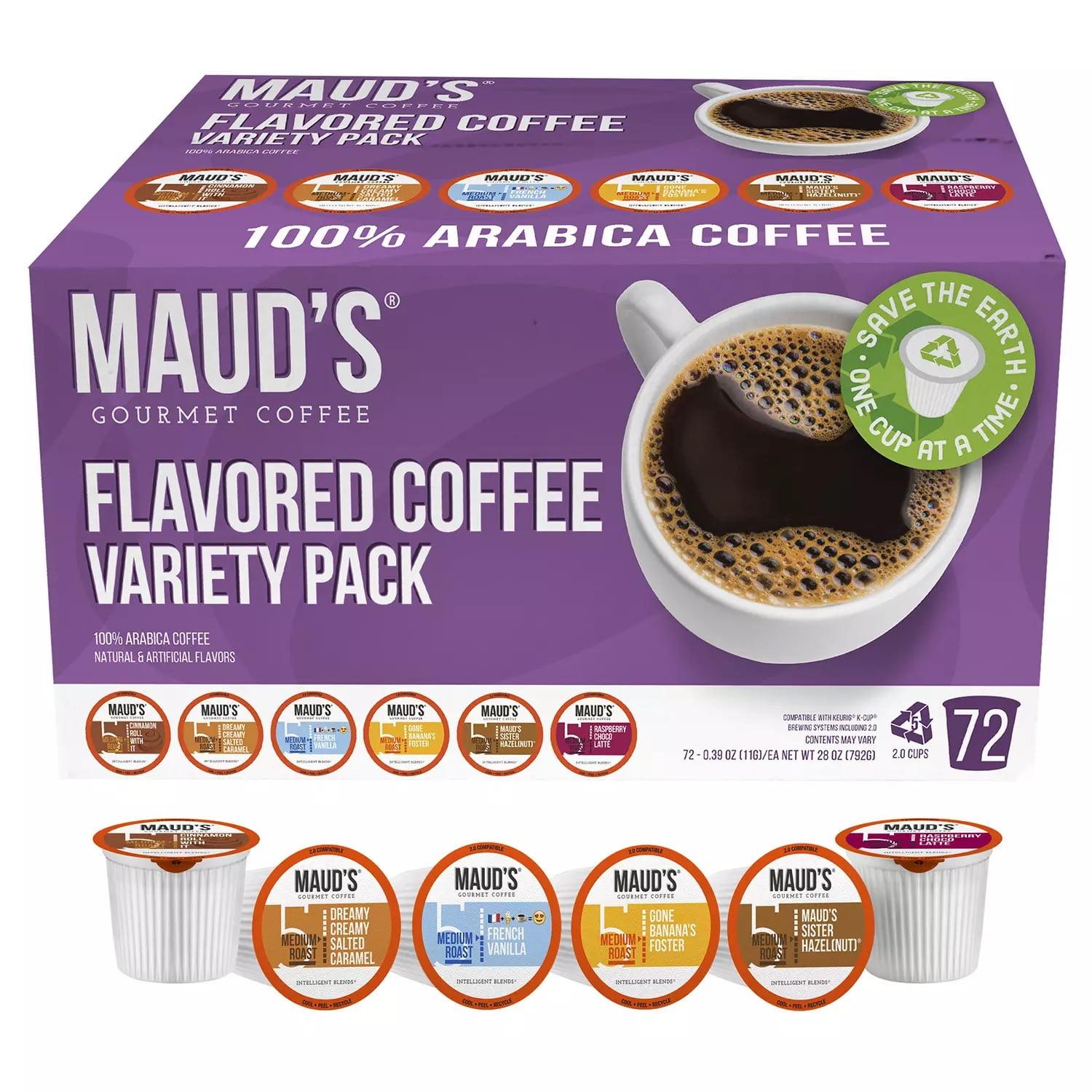 Maud's Gourmet 100% Arabica Flavored Coffee, Variety Pack (72 ct.)