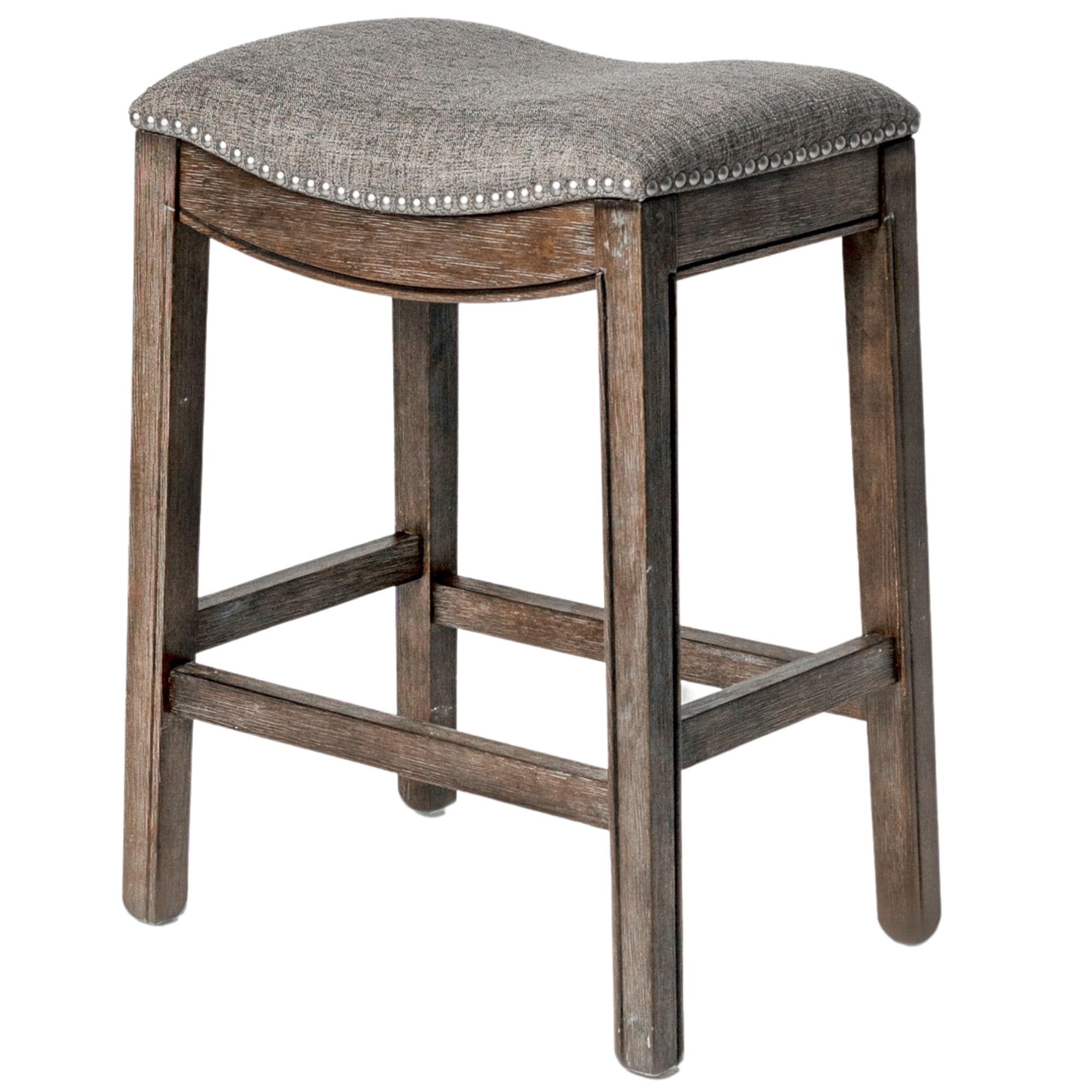 Maven Lane Maven Lane Adrien Backless Saddle Kitchen Stool with Fabric Upholstery