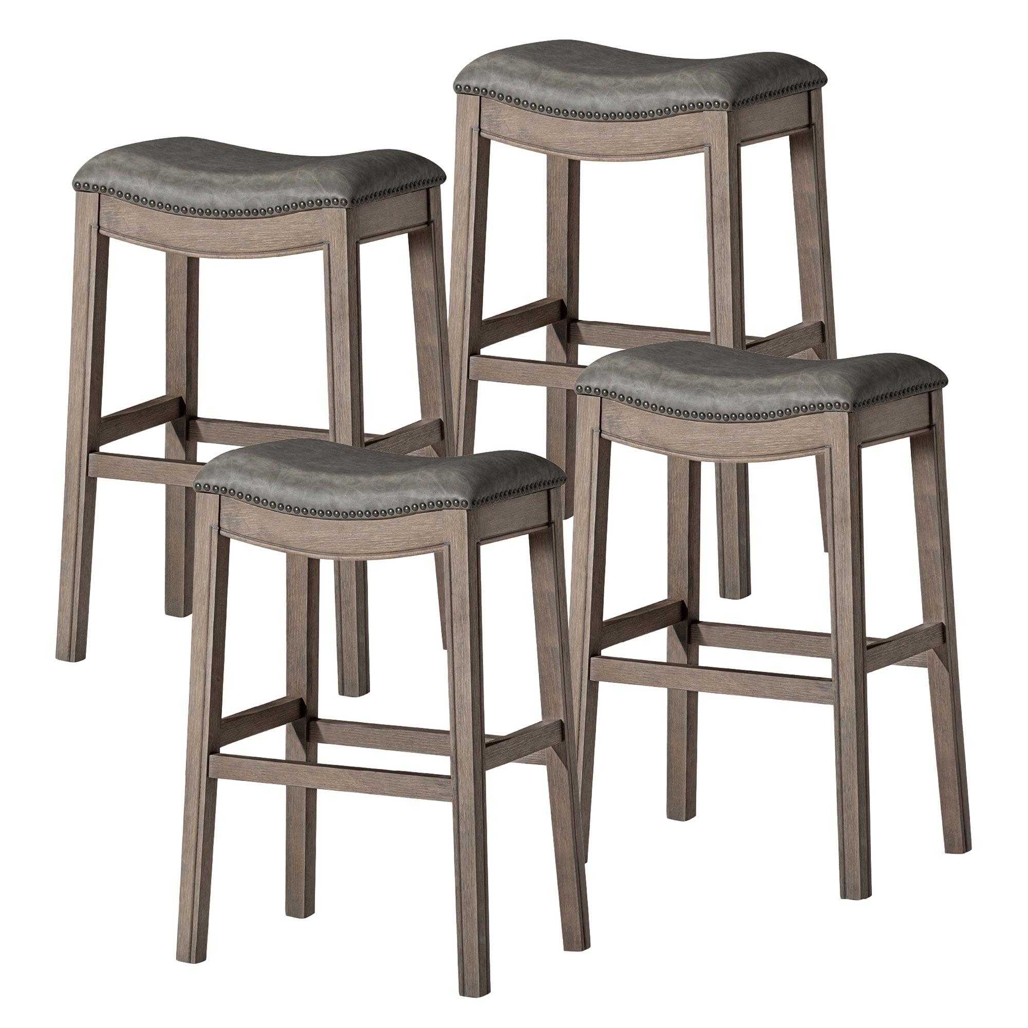 Maven Lane Adrien Backless Saddle Kitchen Stool, Set of 4