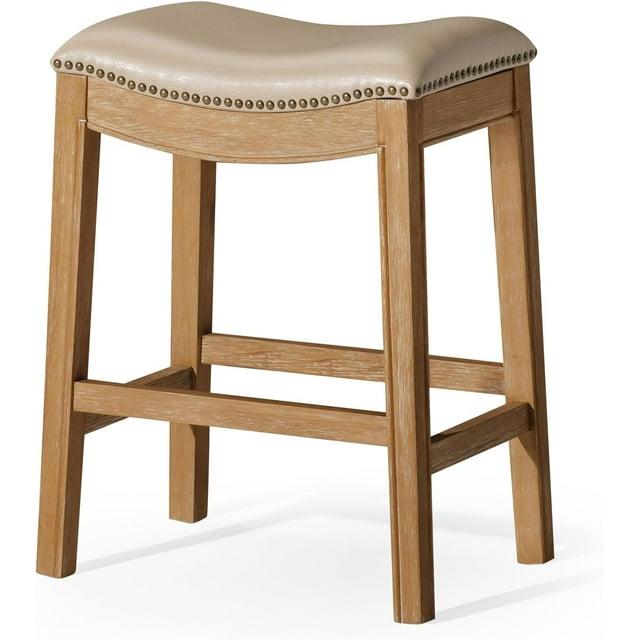 Maven Lane Adrien Saddle Barstool with Vegan Leather Upholstery