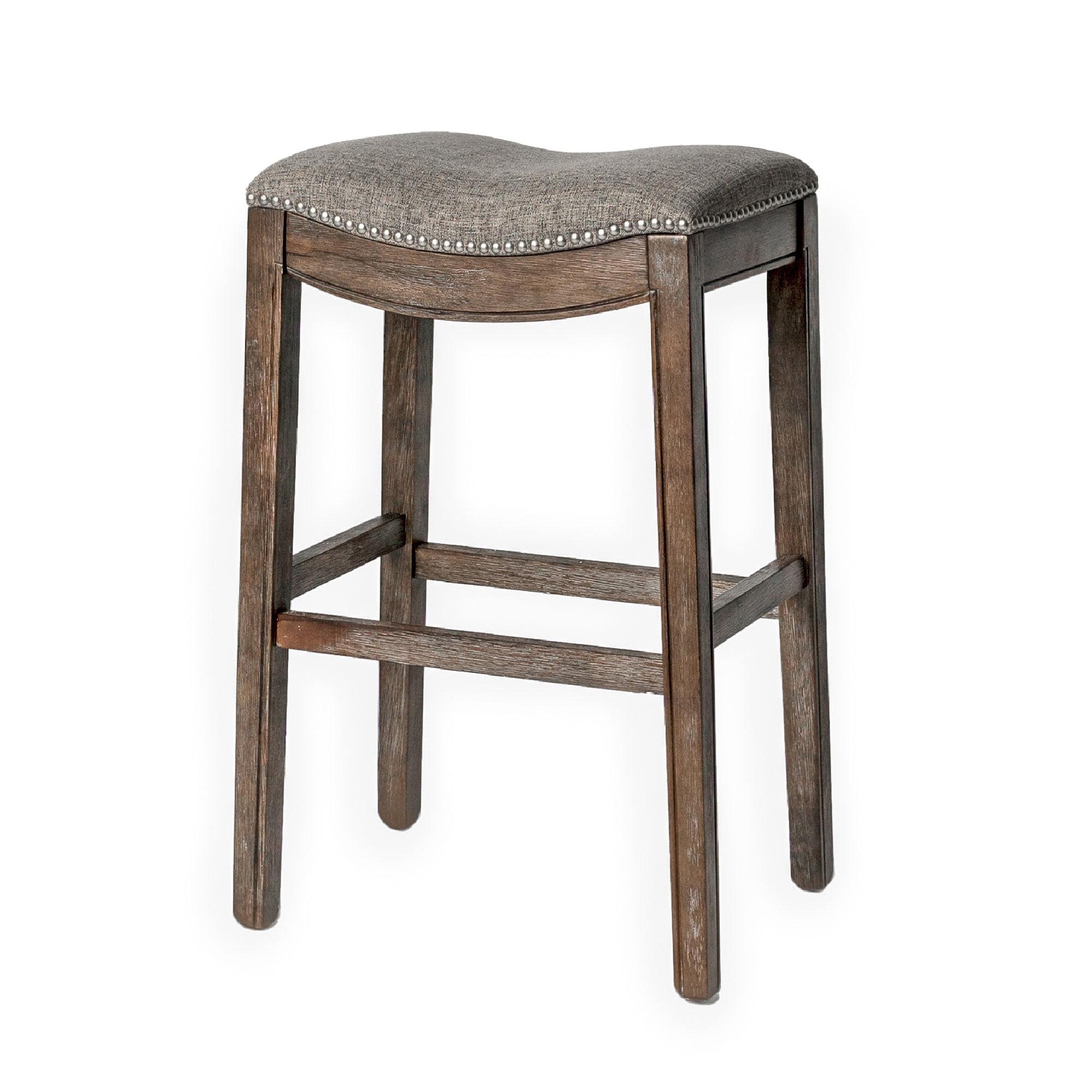 Maven Lane Adrien Backless Saddle Kitchen Counter Stool with Fabric Upholstery