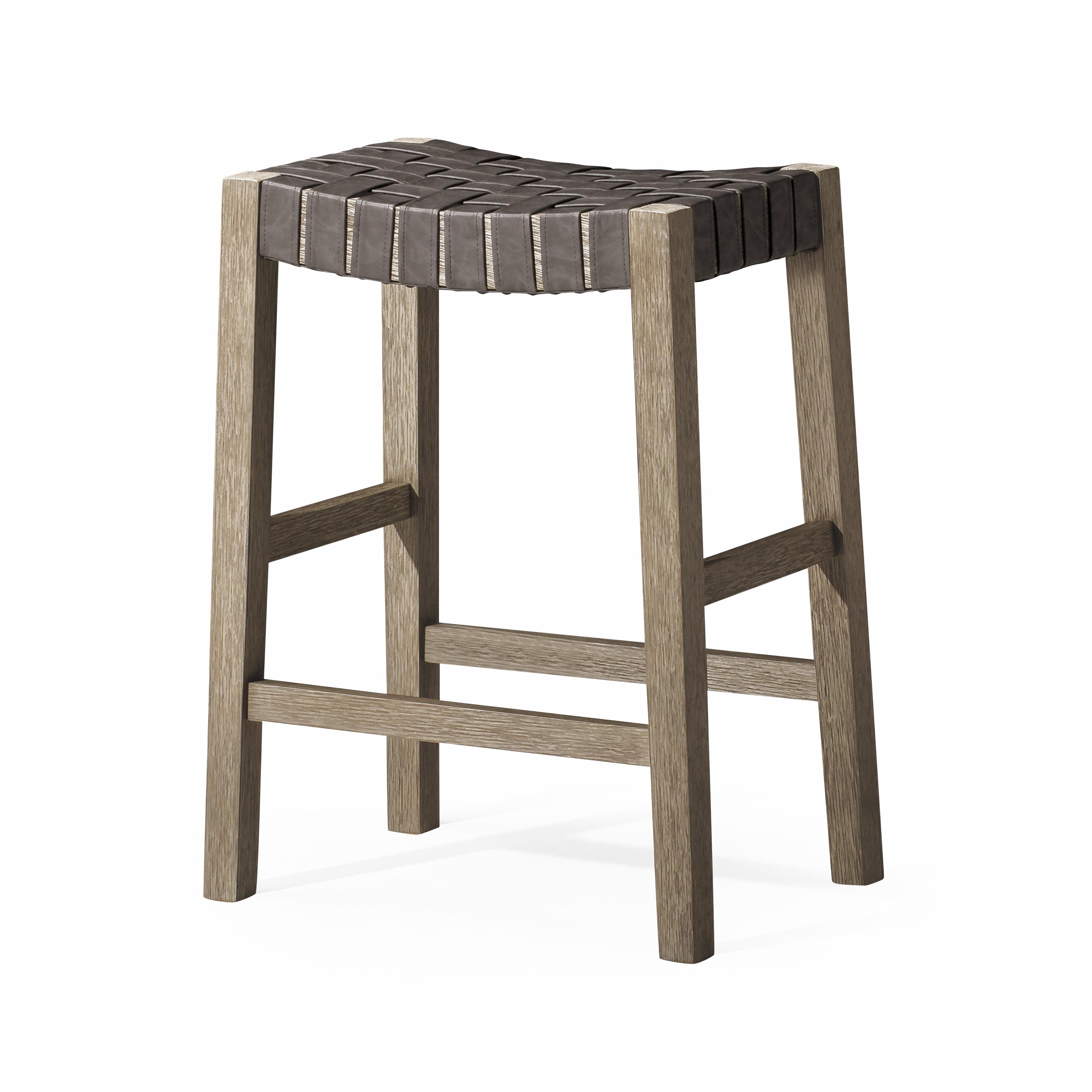 Maven Lane Emerson Kitchen Stool with Vegan Leather Upholstery