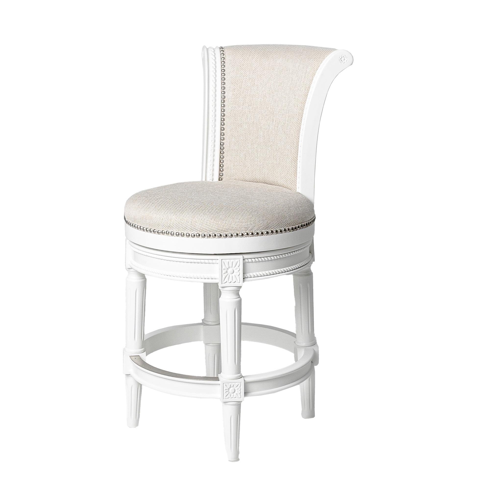 Alabaster White 26" Swivel Counter Stool with Cream Upholstery