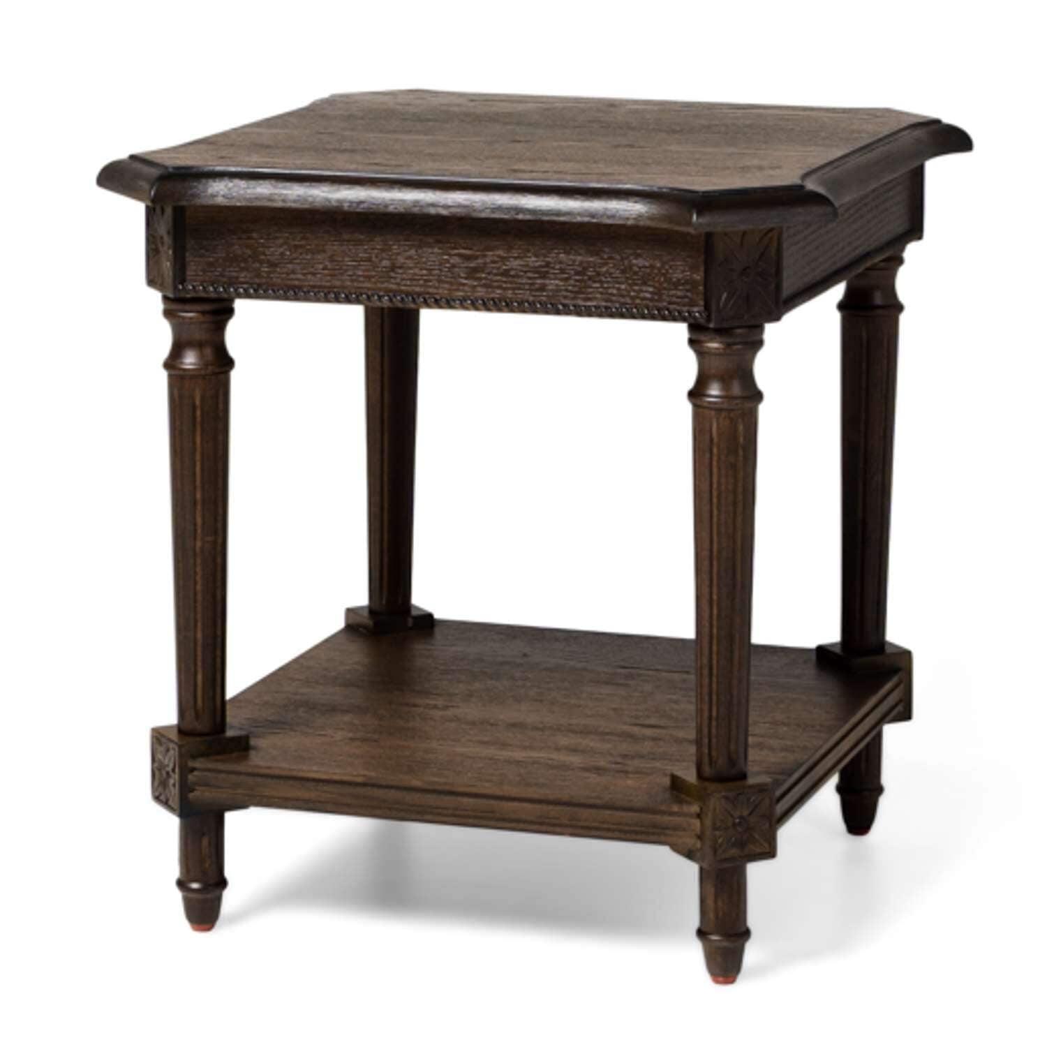 Maven Lane Pullman Multipurpose Traditional Style Tall Square Wooden Side Table and Bedroom Nightstand with Storage in Rustic Brown Finish