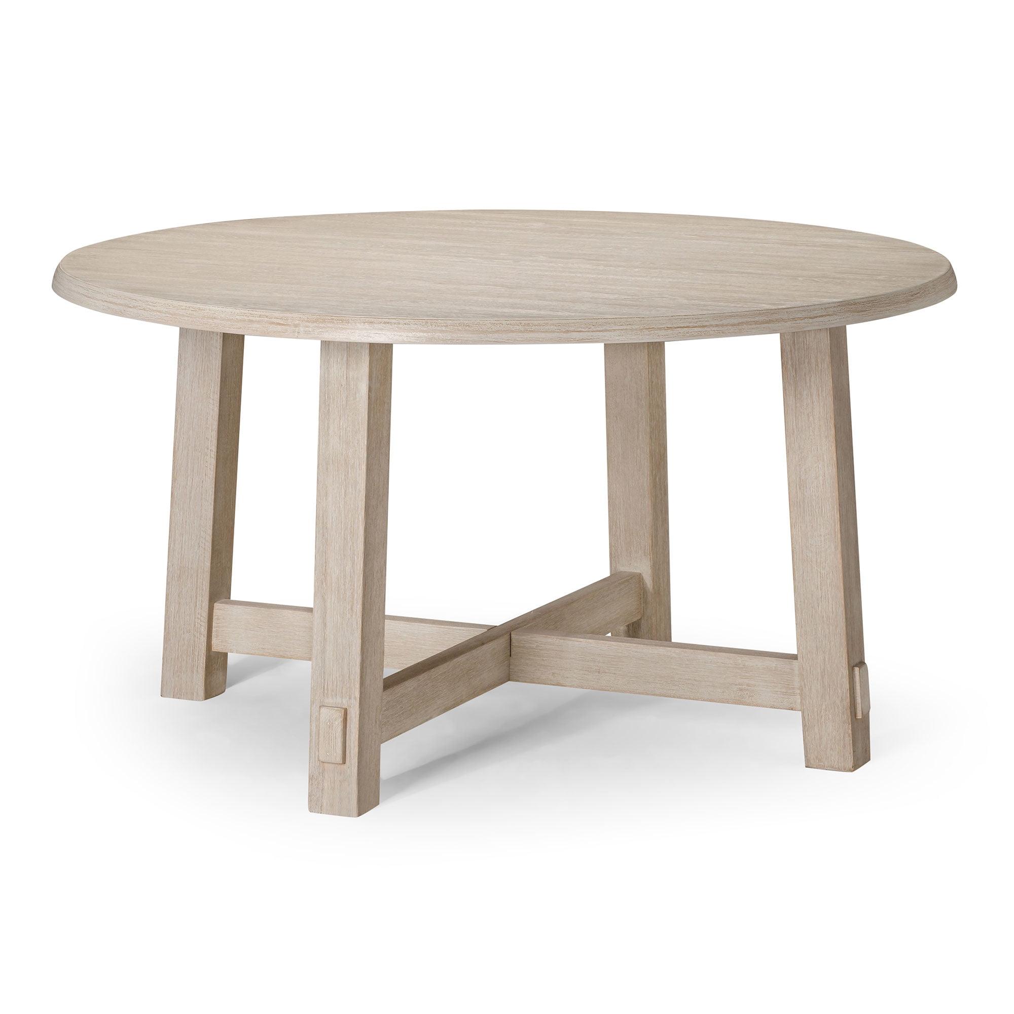 Weathered White Round Reclaimed Wood Dining Table