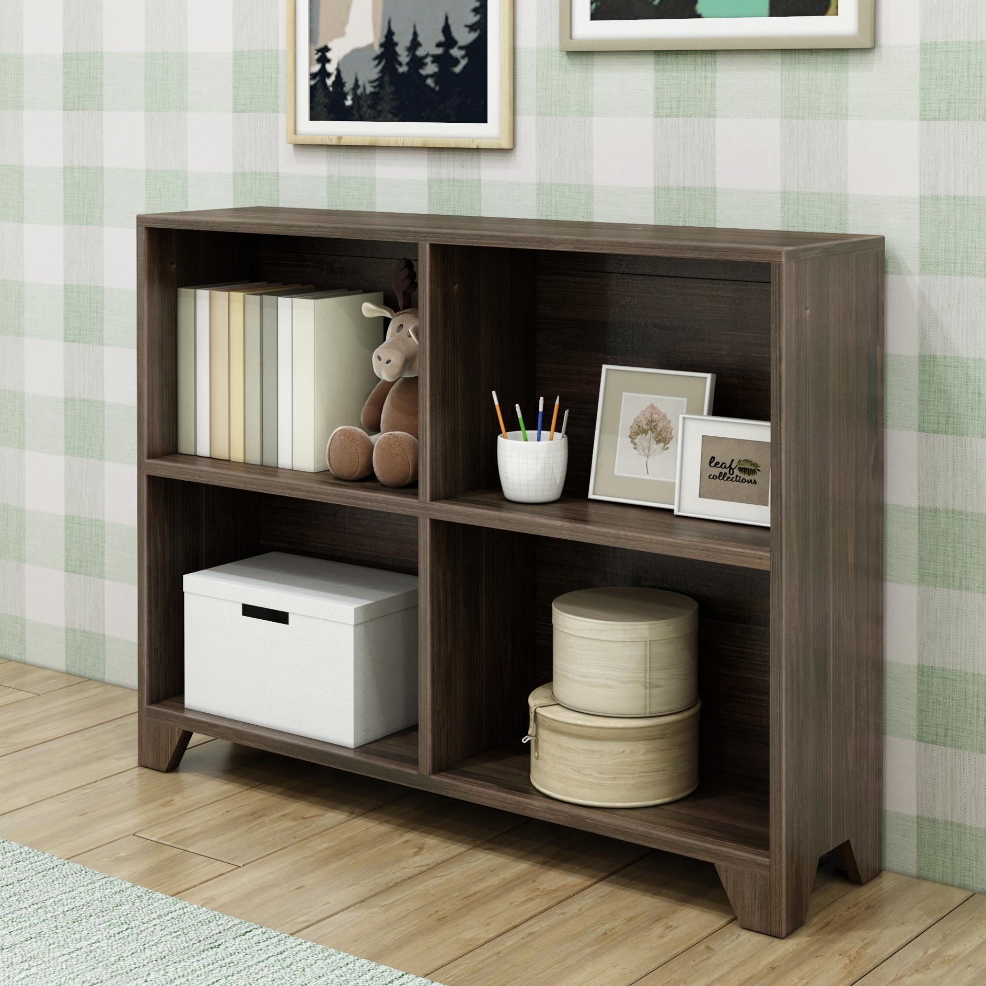 Max & Lily Bookshelf, 4 Shelves Bookcase, Solid Wood Bookshelves for Bedroom