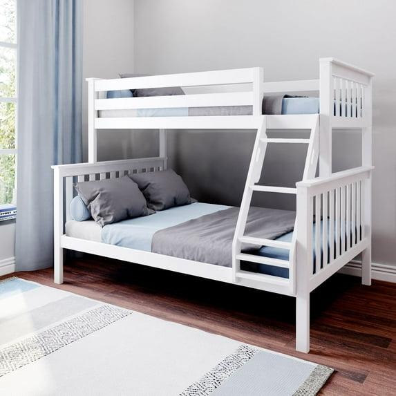 Max & Lily Bunk Bed Twin over Full Size, Solid Wood Bunk Beds with Ladder for Kids