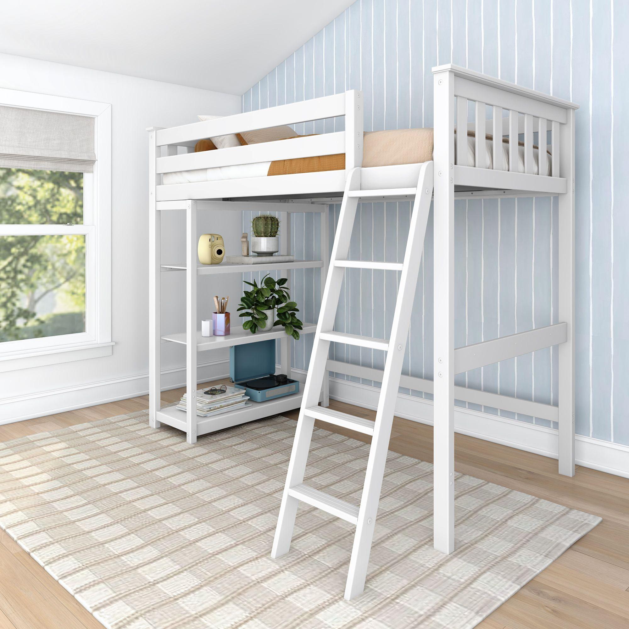 Forbes Twin Pine Loft Bed with Shelves