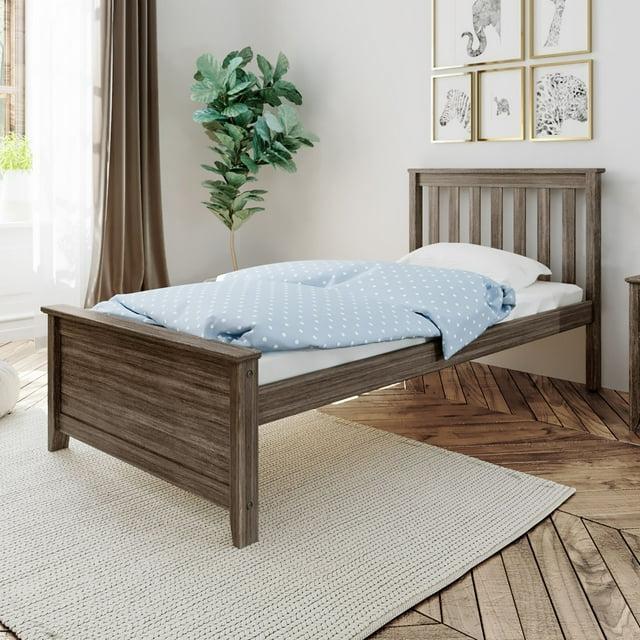 Max & Lily Twin Bed Frame with Headboard, Solid Wood Platform Bed for Kids, Clay