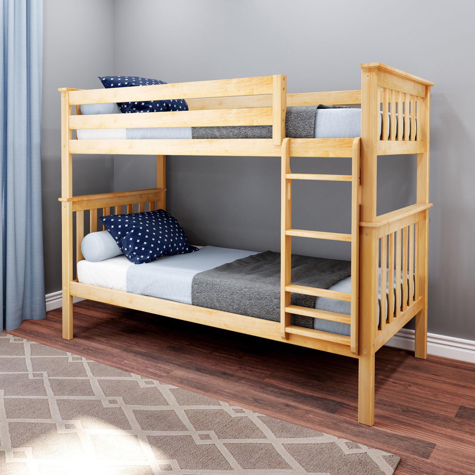 Natural Pine Twin Over Twin Bunk Bed with Storage