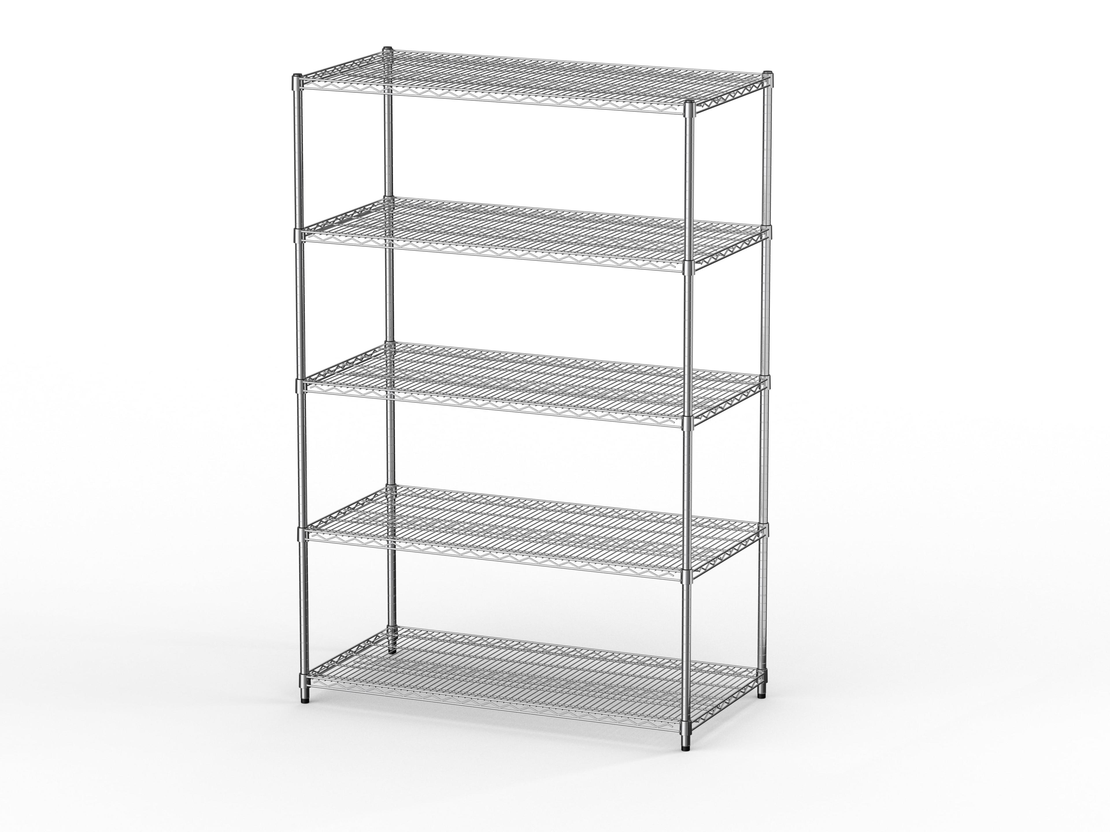 Everest Home Everest Wire Rack Heavy-Duty 5-Tier Utility Shelving Unit, 48 W x 24 D x 72 H, Chrome
