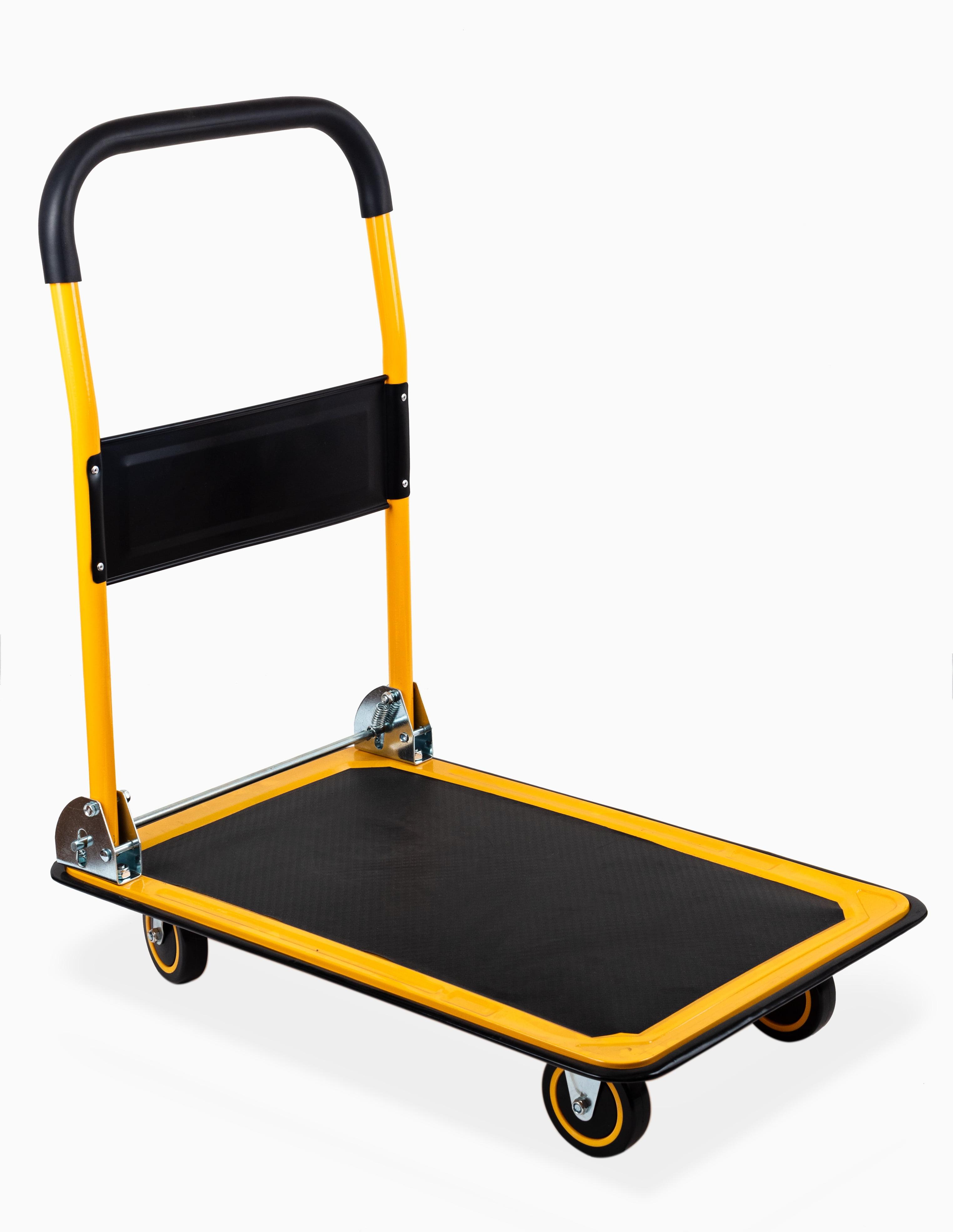 MaxWorks Yellow and Black Foldable Steel Platform Truck Dolly